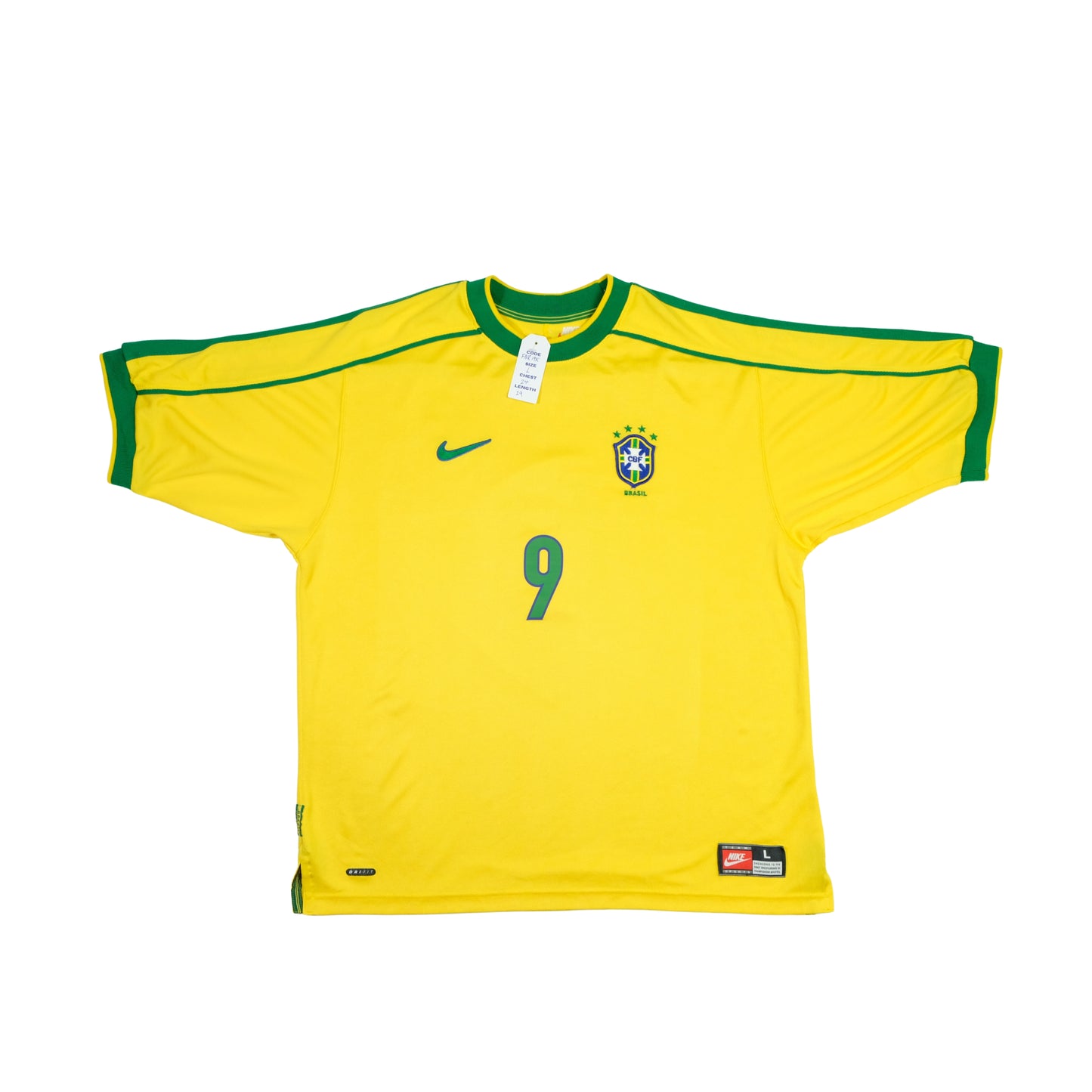 Brazil Ronaldo 9 Original Home Football Shirt 1998/2000 Nike Large