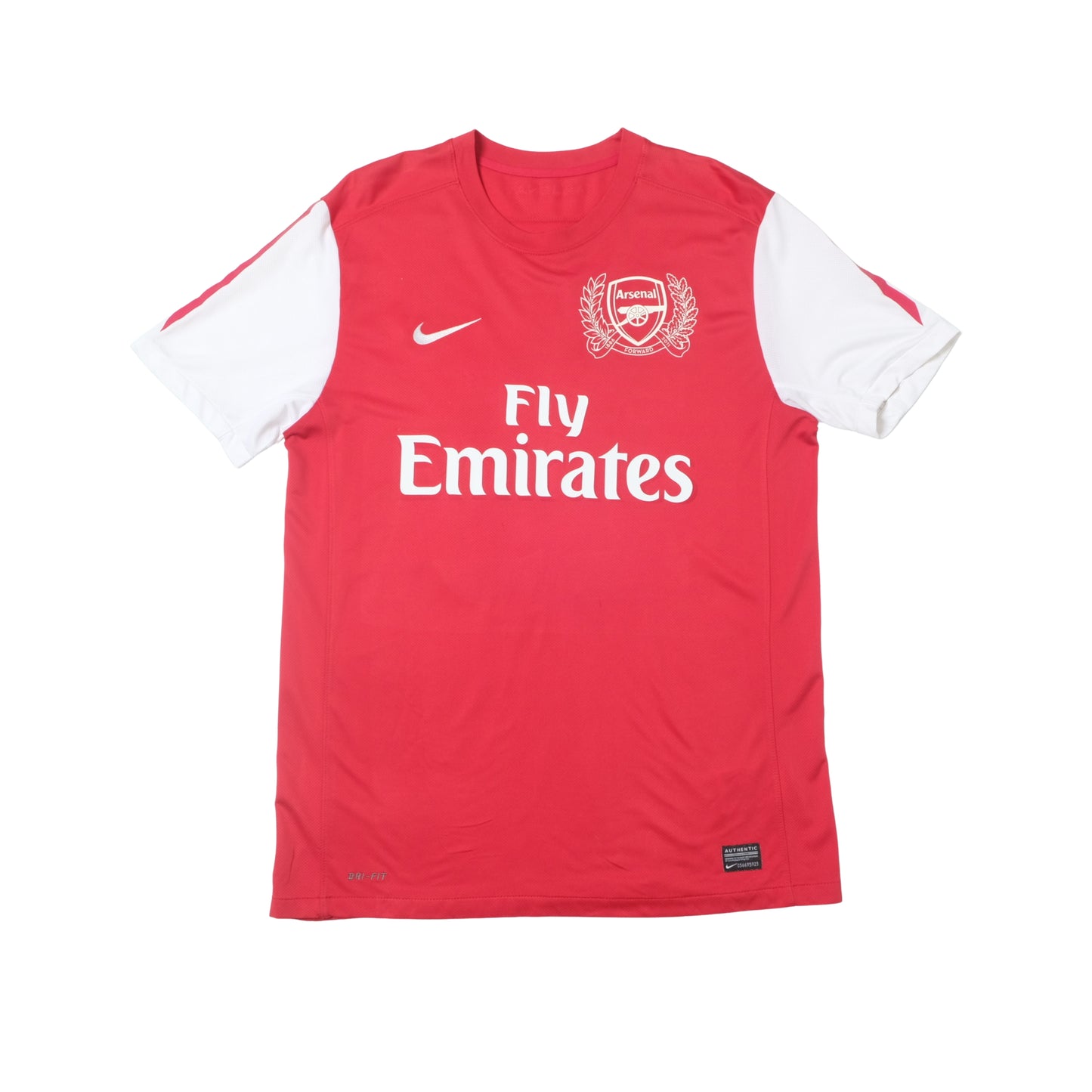 Red sleeveless sports jersey with 'Fly Emirates' text on a white background