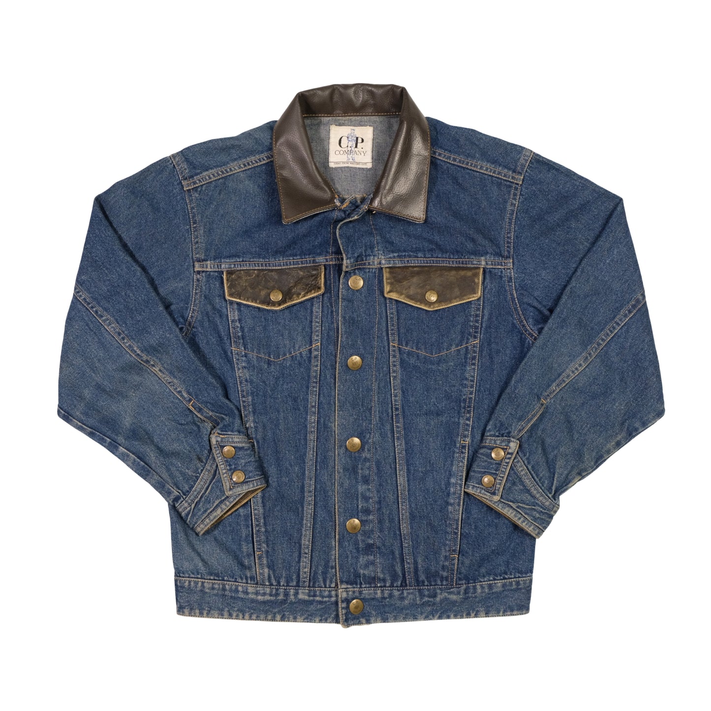 CP Company 1980s Vintage Denim Leather Jacket XS/S