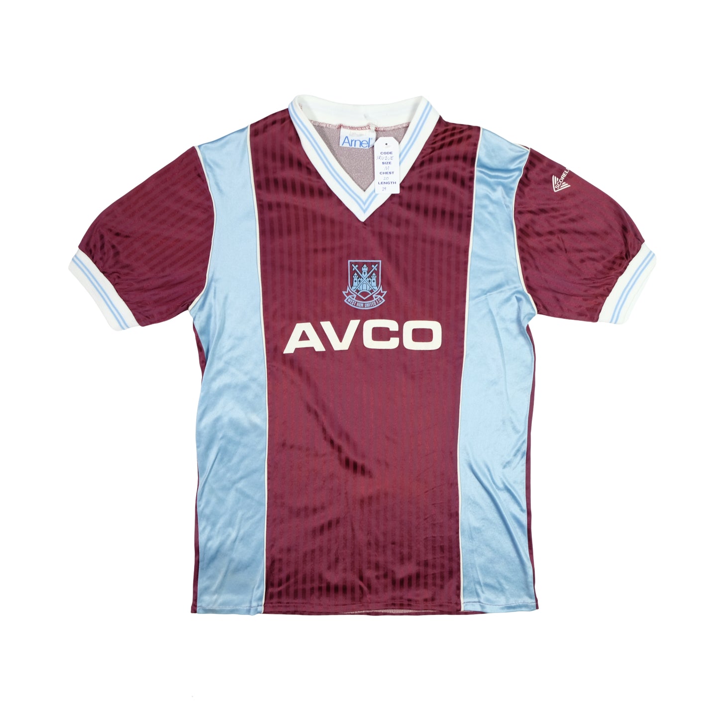 West Ham 1987/1989 Scoreline Original Home Football Shirt Large