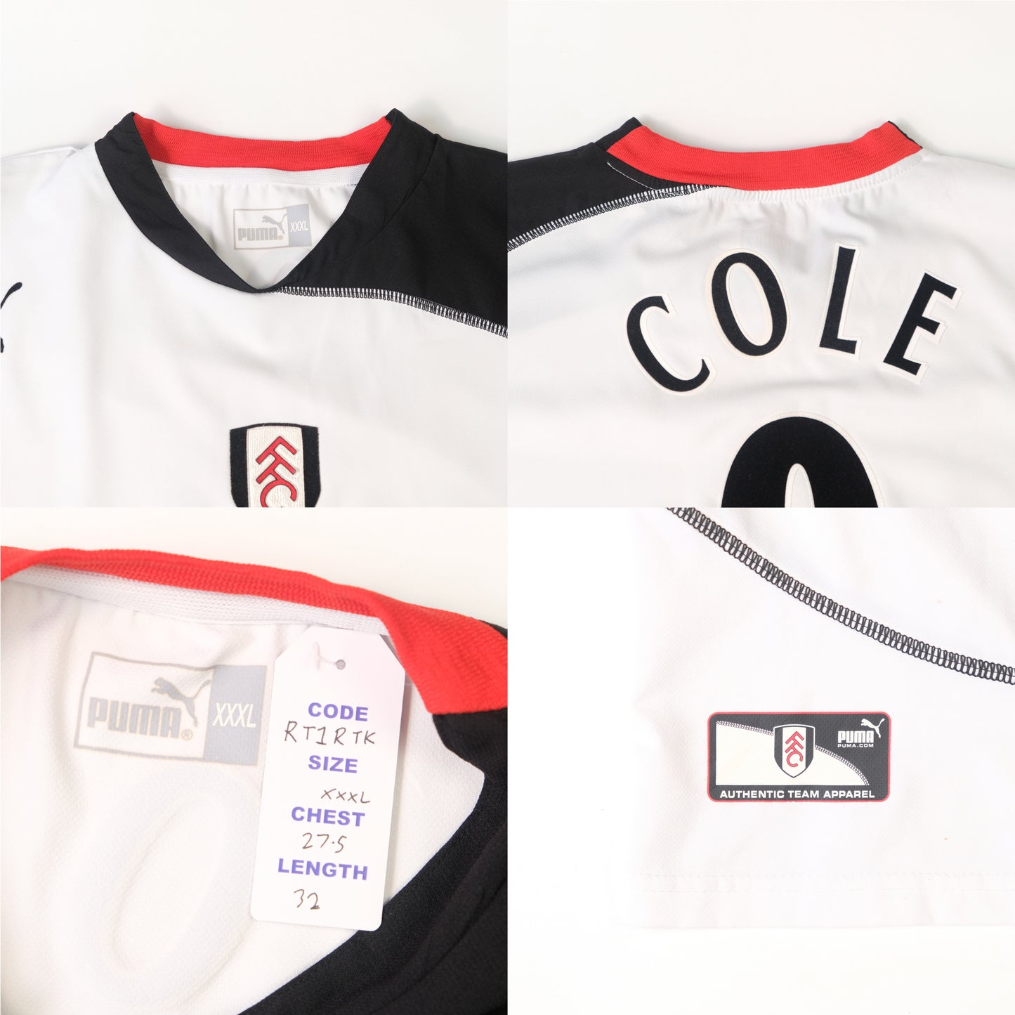 2003/04 Fulham Home Football Shirt Puma Cole (XXXL)