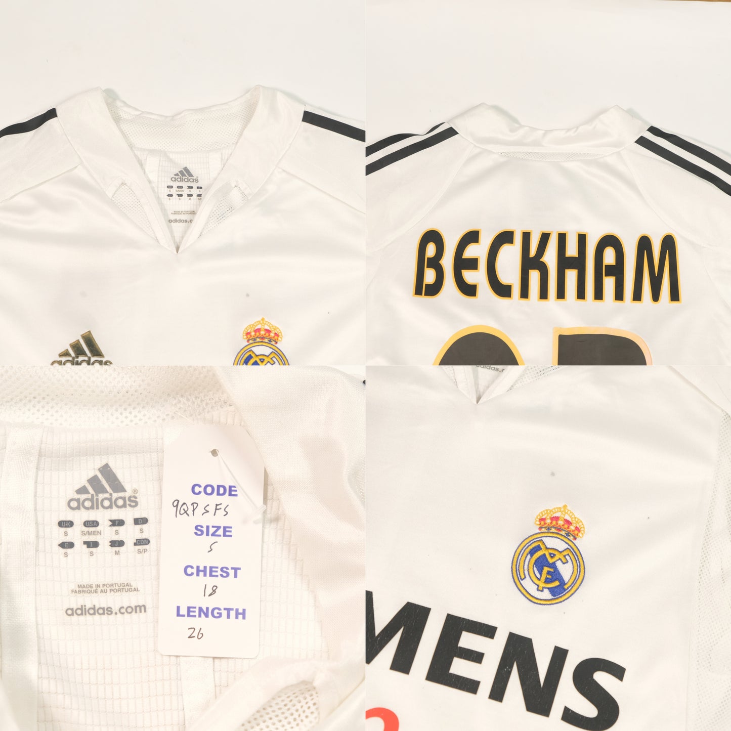 2004/05 Real Madrid Home Shirt Adidas Beckham (S)