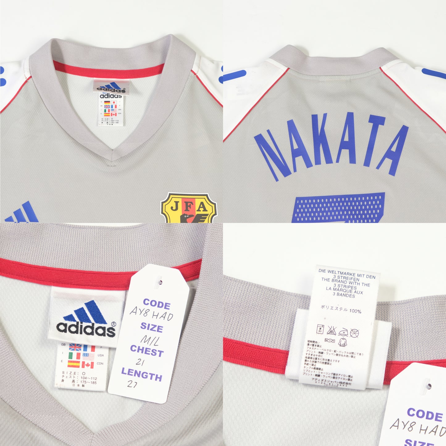 2002/04 Japan Away Shirt Adidas Nakata