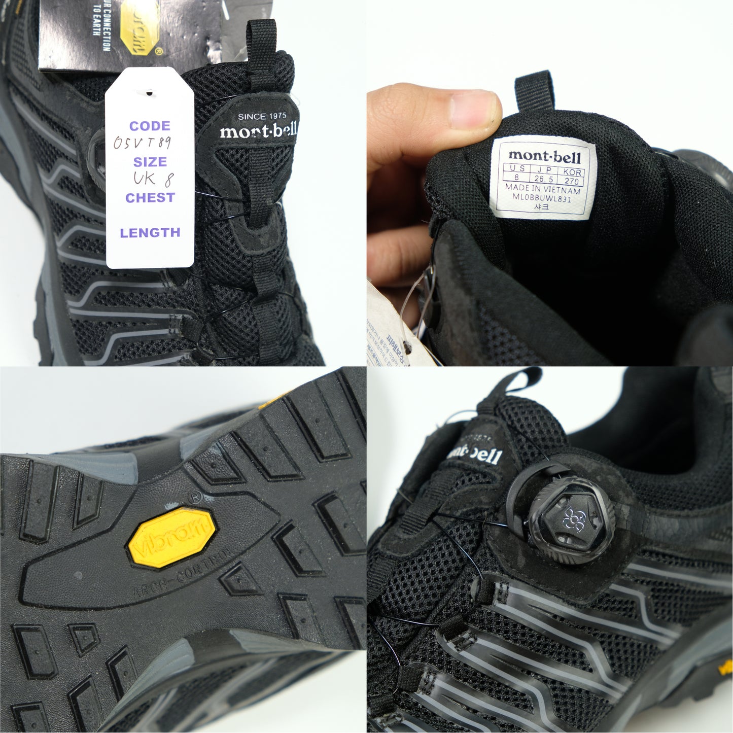 Montbell Trekking Hiking Walking Shoes BOA Closure UK 8