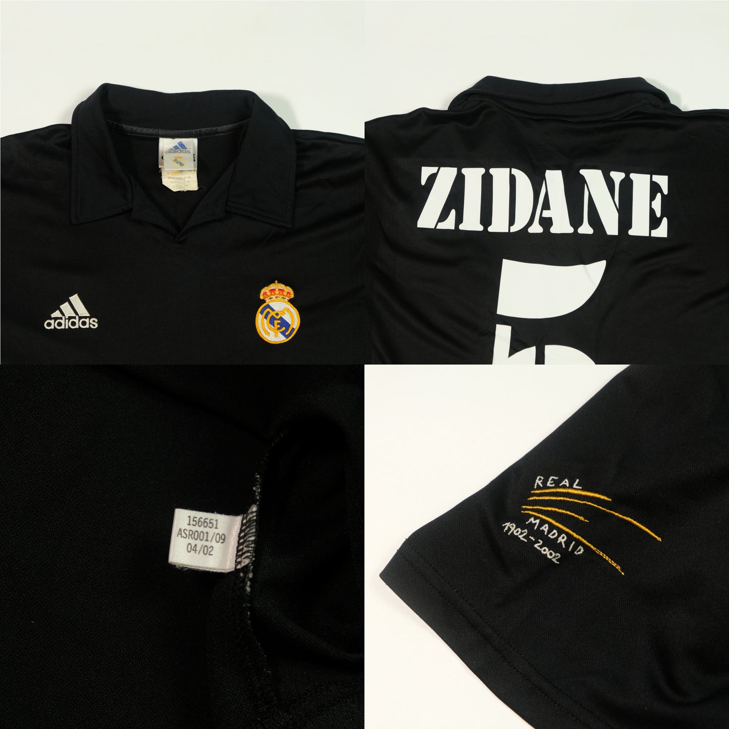 Real Madrid Original Zidane 2001/2002 Adidas Centenary Away Football Shirt Large