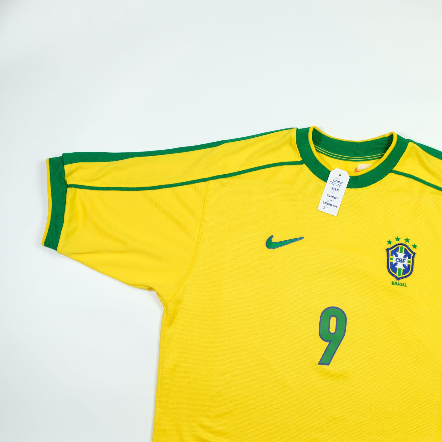 Brazil Ronaldo 9 Original Home Football Shirt 1998/2000 Nike Large