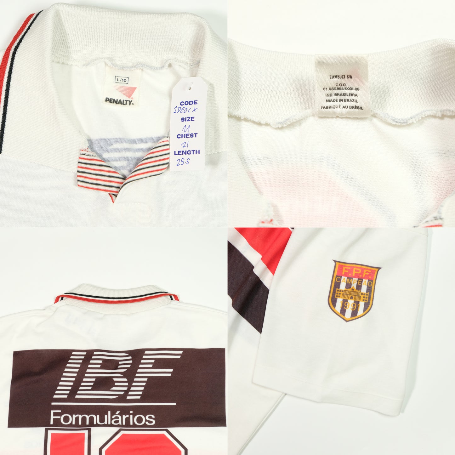 Sao Paulo Home Football Shirt 1992 Penalty Medium