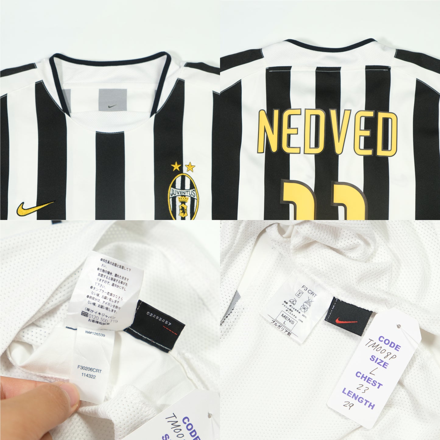 Juventus Italy Nedved Nike Original 2003/2004 Home Vintage Football Shirt Large