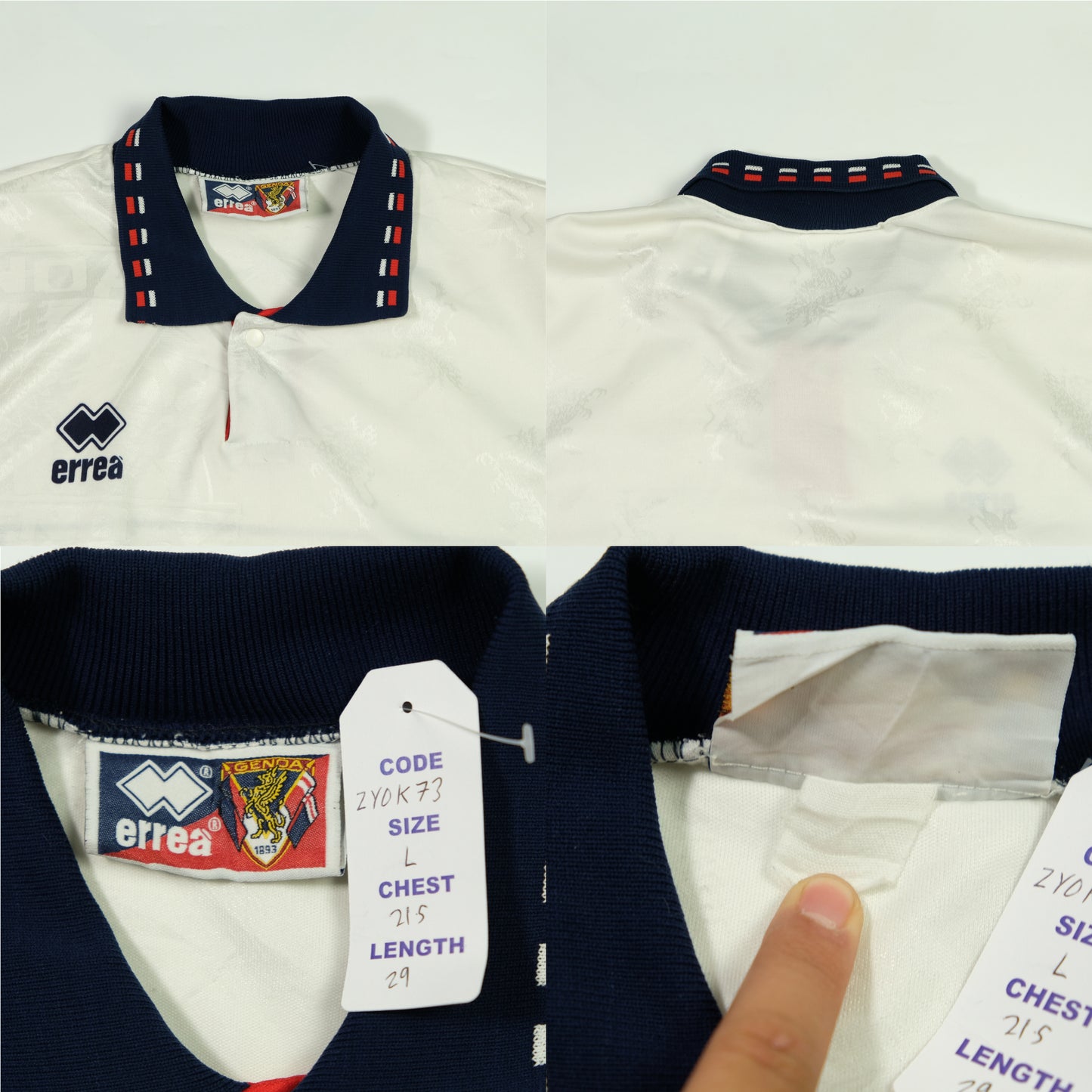 Genoa Errea Italy Original 1994/1995 Away Vintage Football Shirt Large
