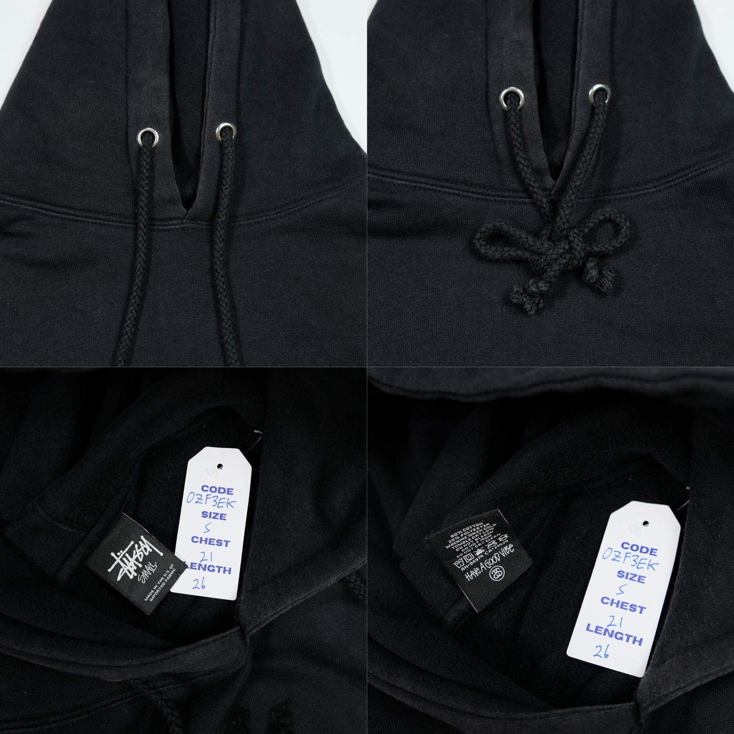Stussy Vintage Black Hoodie Small