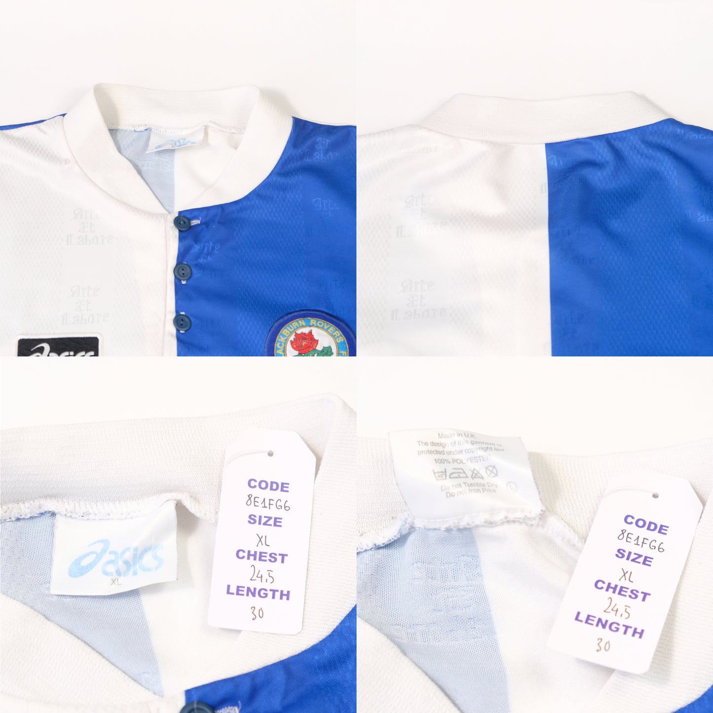 1996/98 Blackburn Rovers Home Shirt Asics (XL)