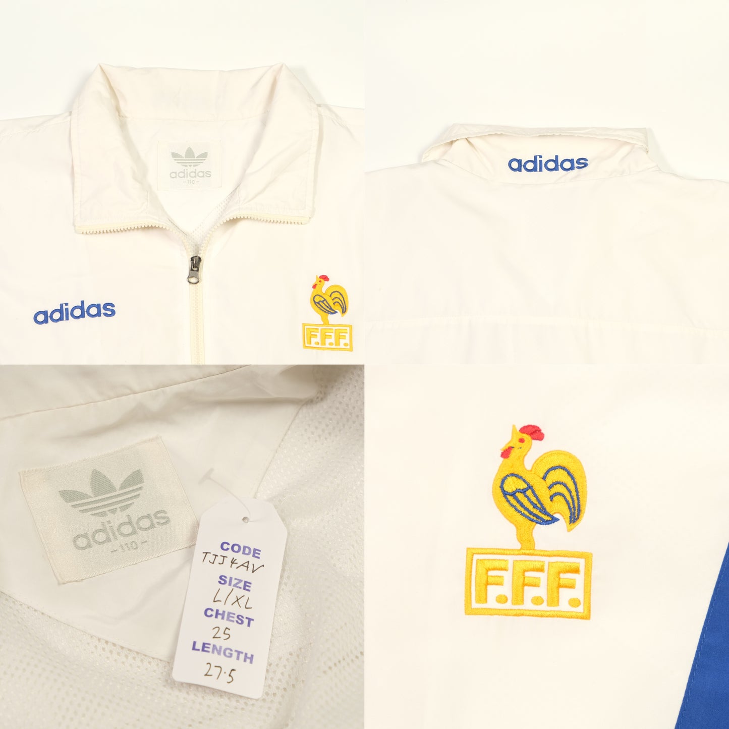France Original 1996 Football Training Jacket Adidas Large/XL