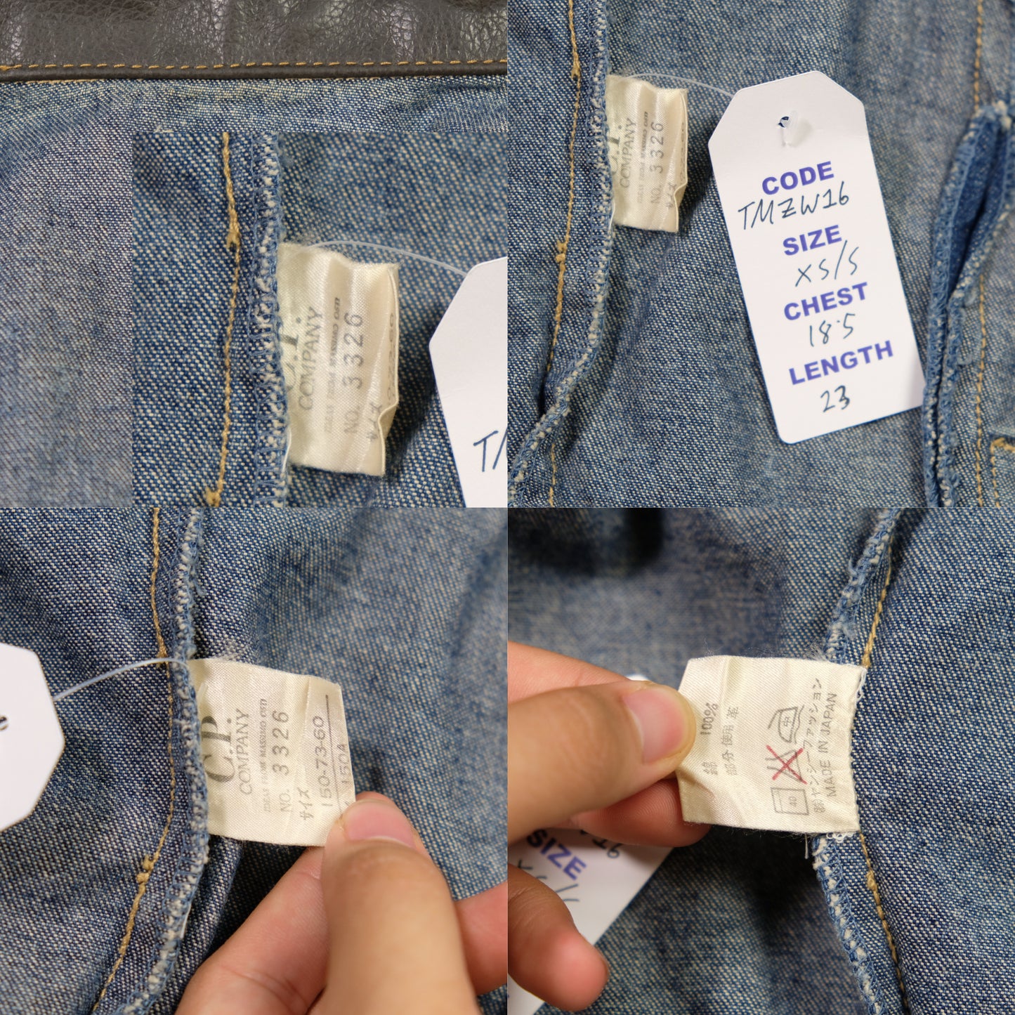 CP Company 1980s Vintage Denim Leather Jacket XS/S