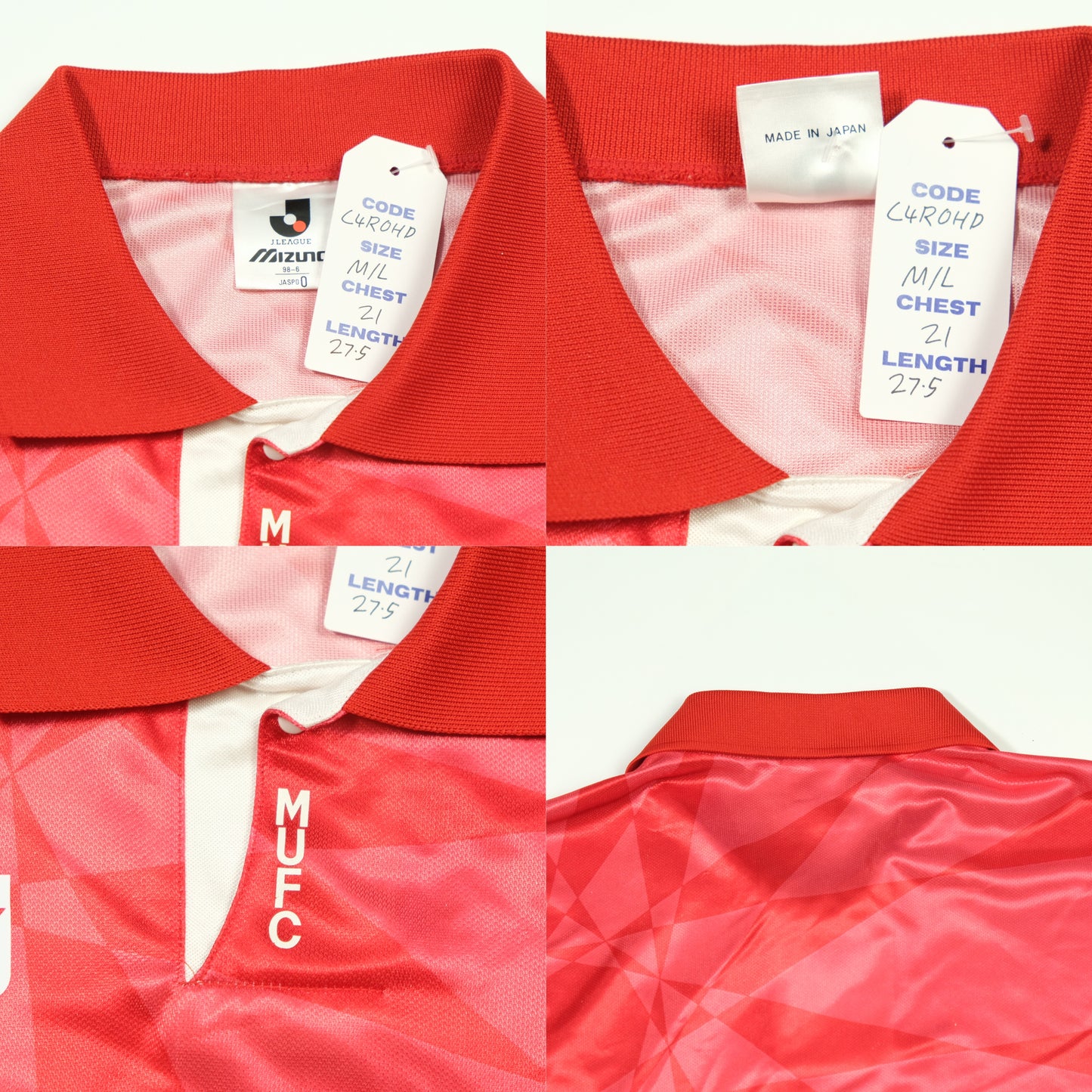 Mitsubishi Urawa Red Diamonds J-League Mizuno 1993/1994 Home Vintage Football Shirt M/L