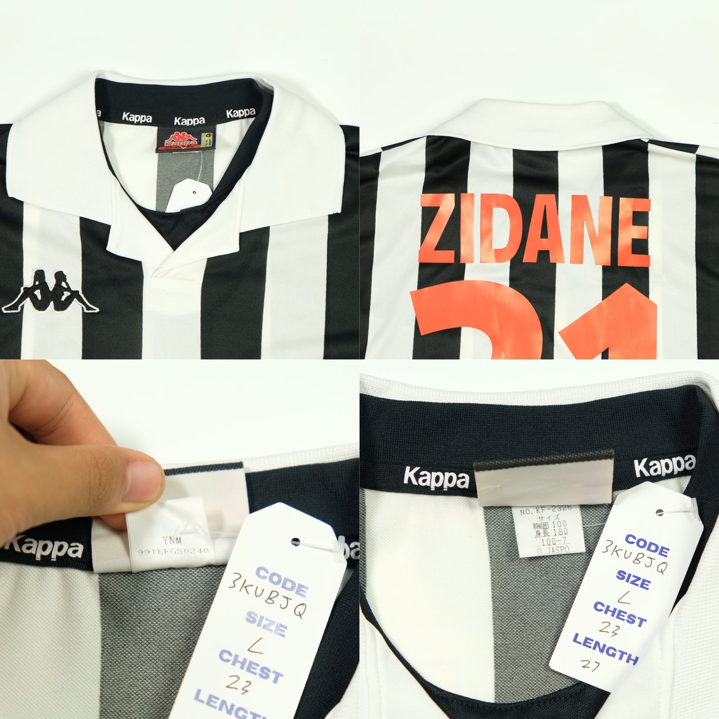 Juventus Italy Kappa Zidane 21 Original 1998/1999 Home Vintage Football Shirt Large