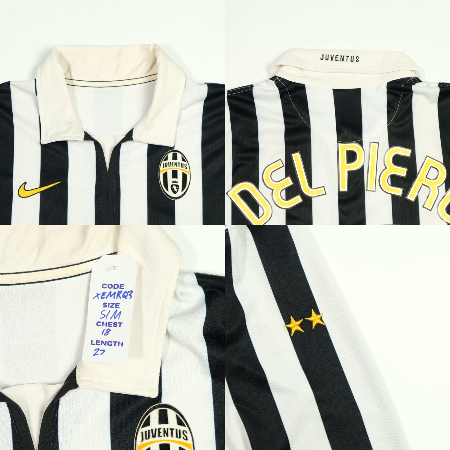 Juventus Del Piero Original Nike 2006/2007 Home Vintage Football Shirt Small/Medium
