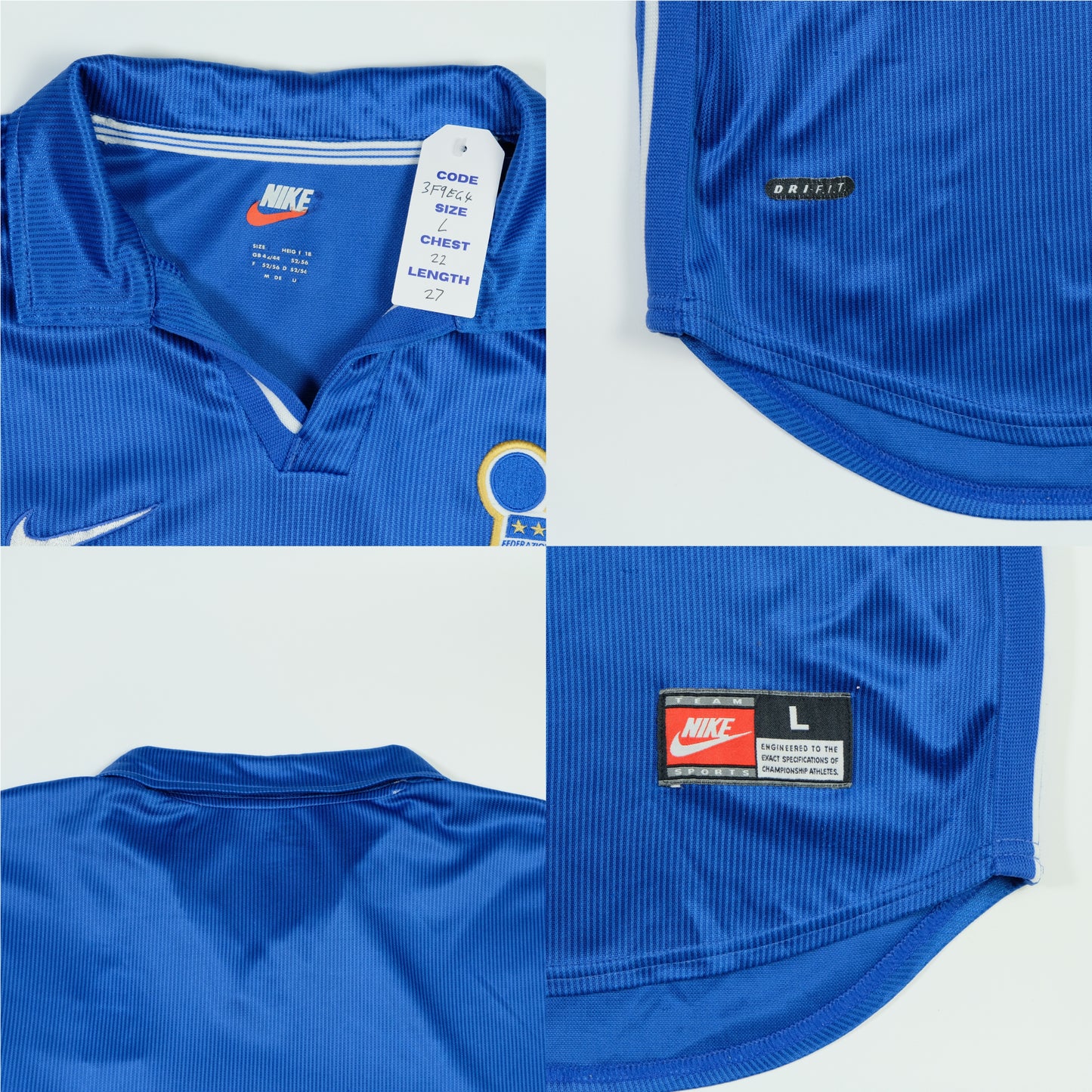Italy 1997/1998 Nike Original Home Football Shirt Large