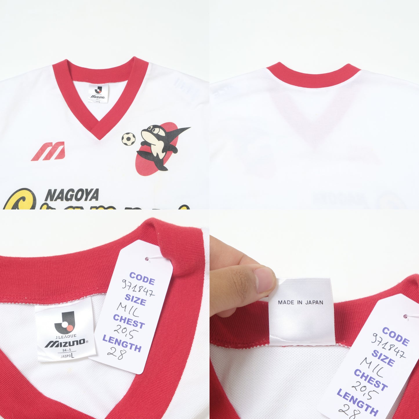 1993/94 Nagoya Grampus Training Shirt Mizuno J-League (M/L)