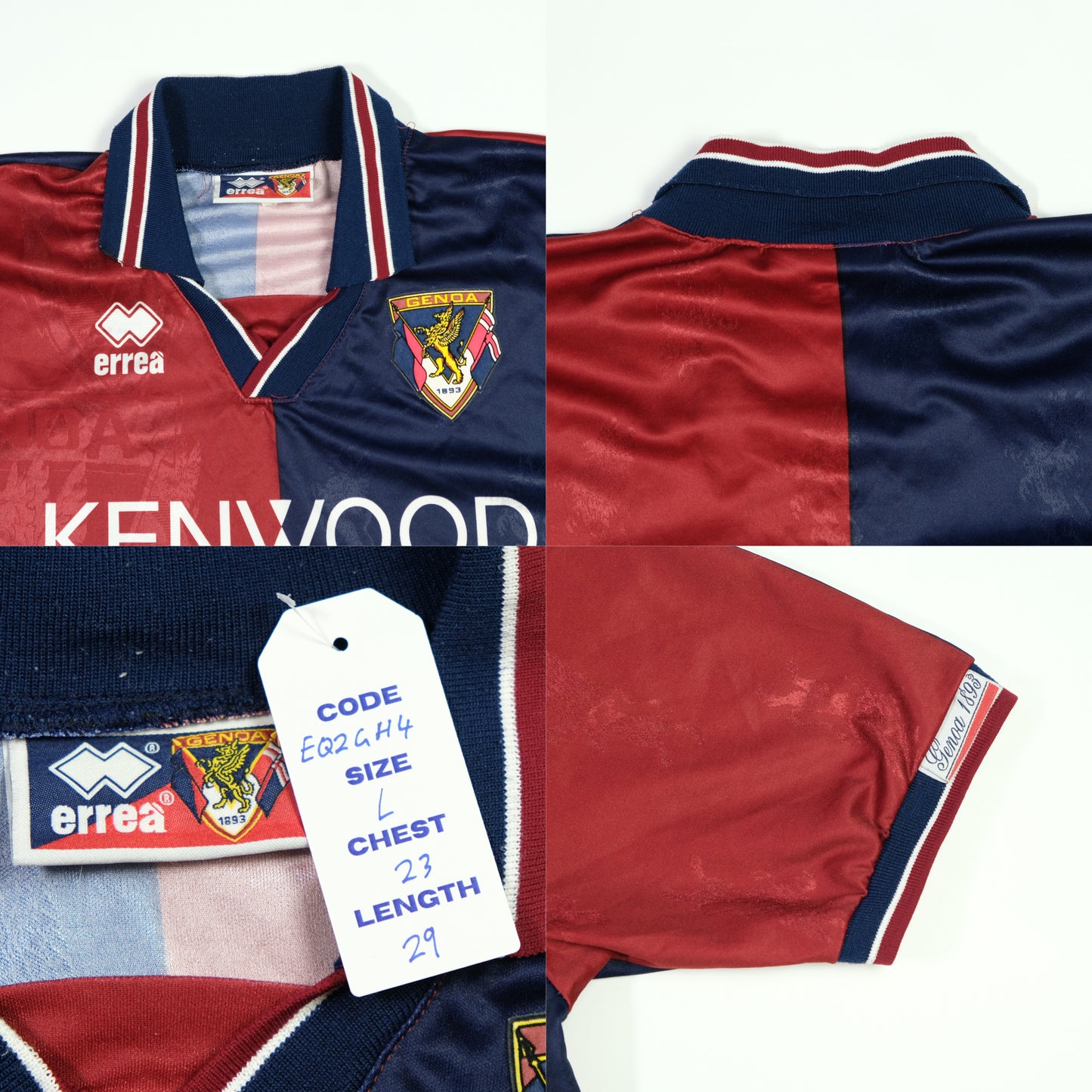 Genoa Errea Italy Original 1994/1995 Home Vintage Football Shirt Large