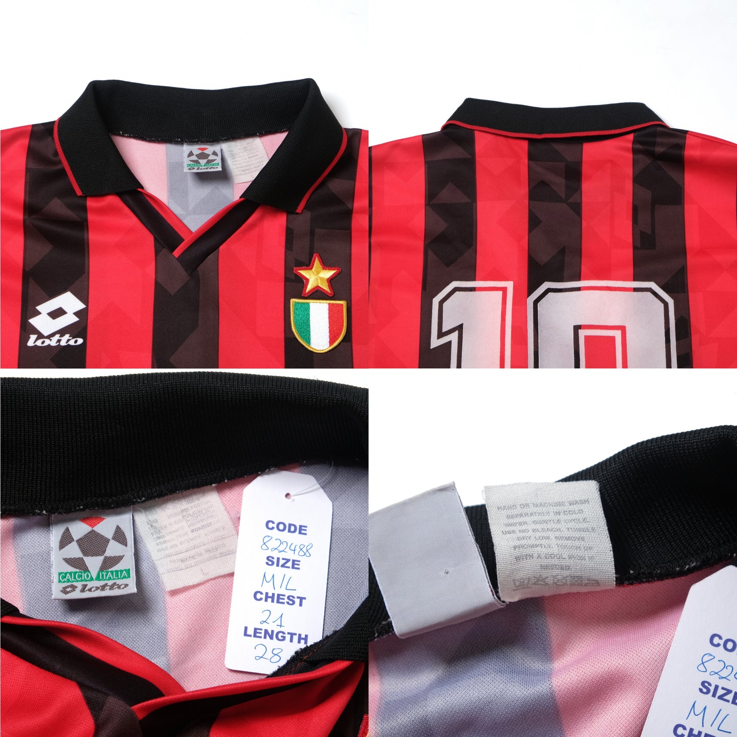 1993/94 AC Milan Home Shirt Lotto Champions League (M)