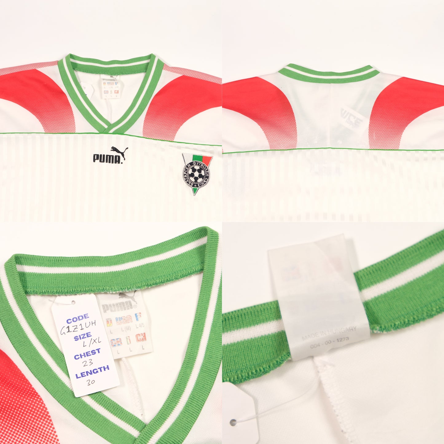 Bulgaria Home Original Football Shirt 1995/1996 Puma Large/XL