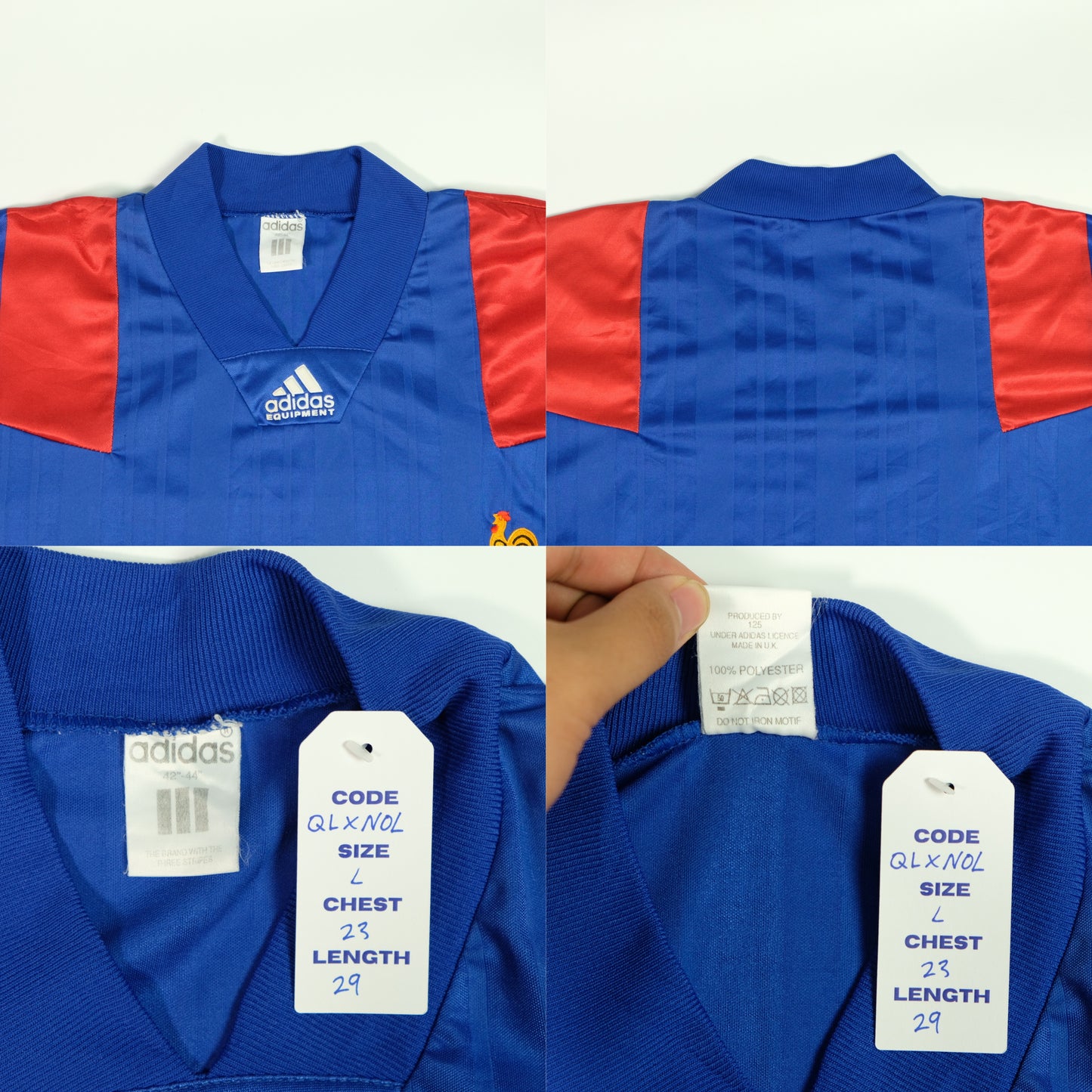 France Original 1992/1994 Adidas Home Football Shirt Large