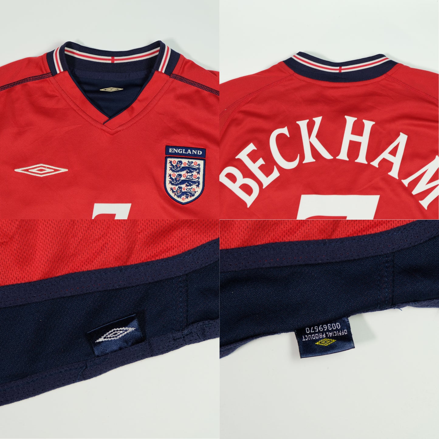 England Beckham Original 2002/2004 Home Football Shirt Large
