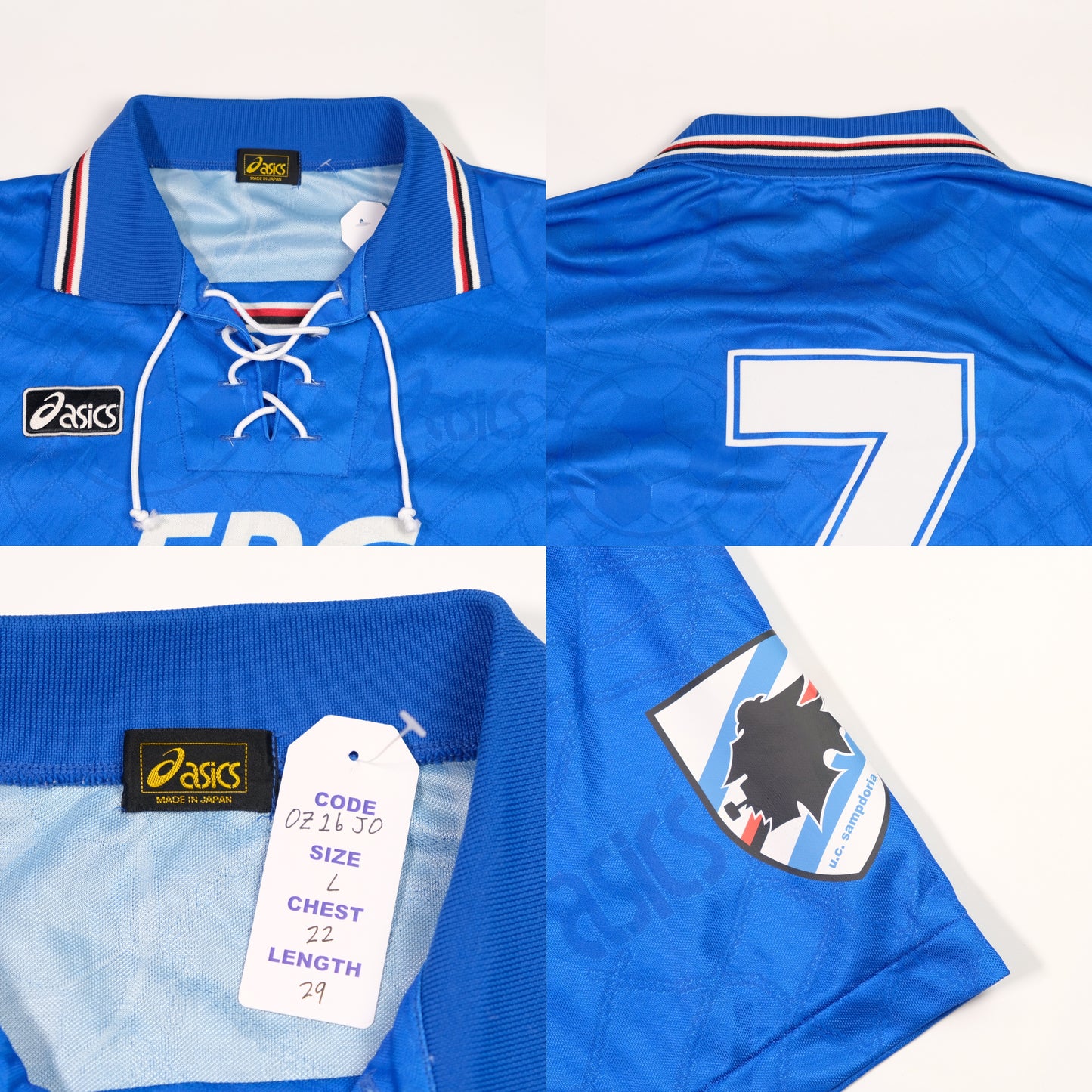 Sampdoria Original Asics 1995/1996 Home Vintage Football Shirt Large