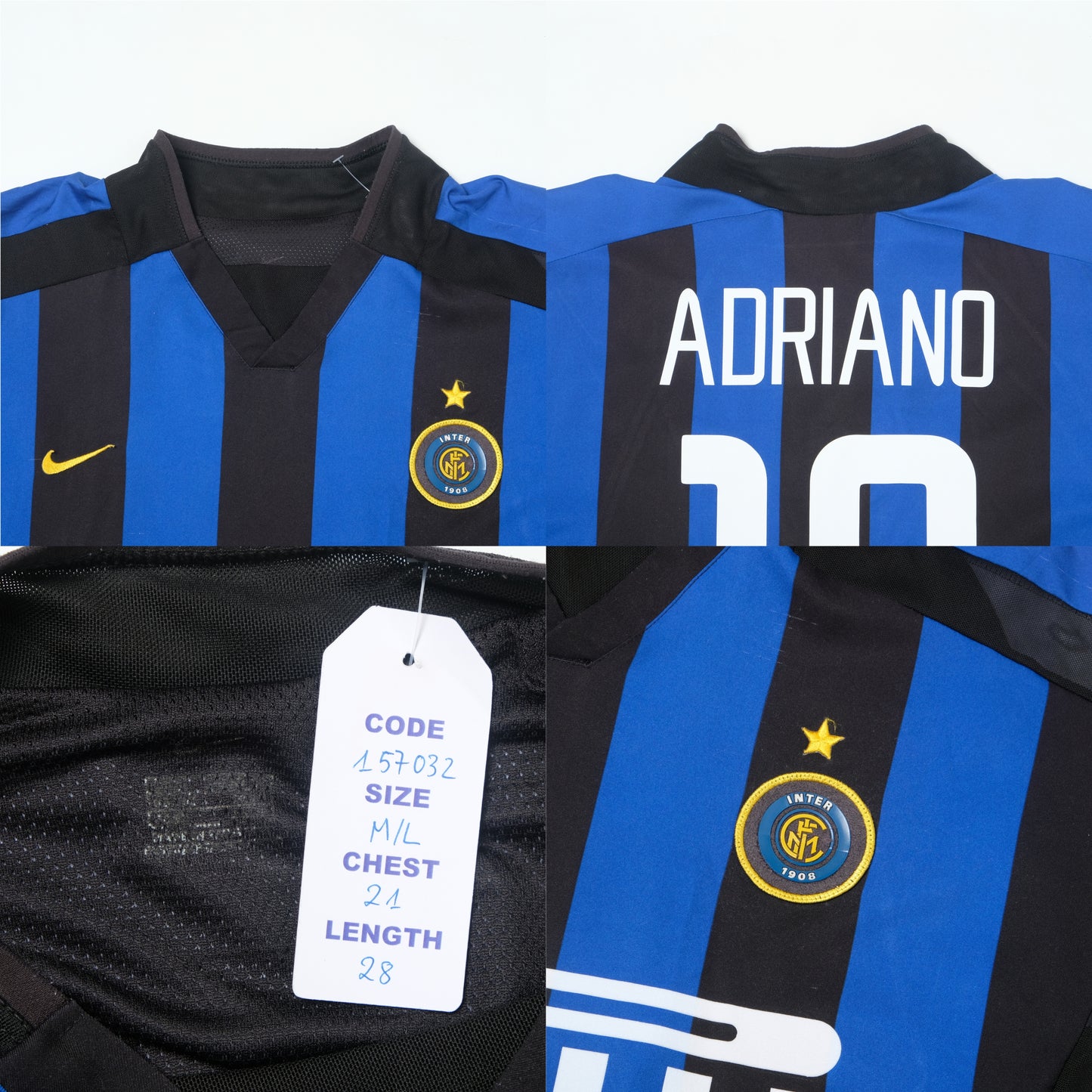 2002/03 Inter Milan Home Shirt Nike Adriano (M/L)