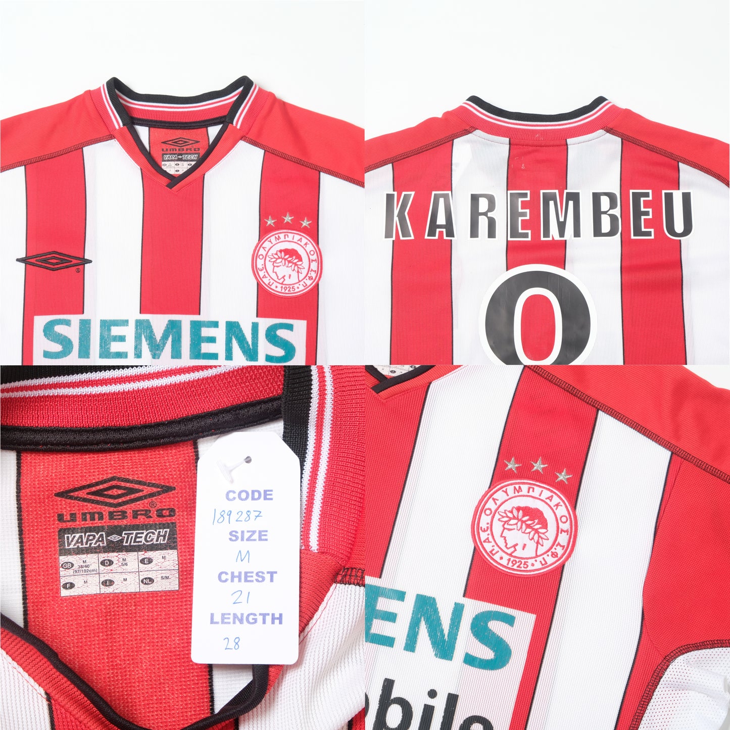 2002/03 Olympiakos Home Shirt Umbro Karembeu (M)
