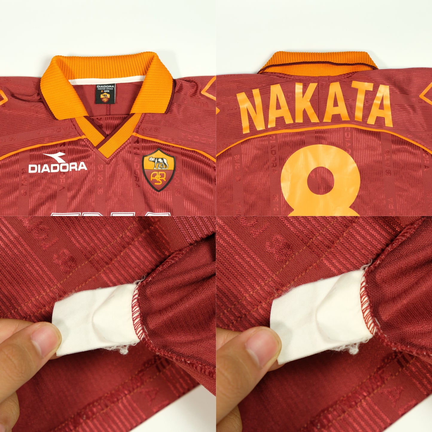 Roma Original Nakata 8 1999/2000 Diadora Home Football Shirt Medium