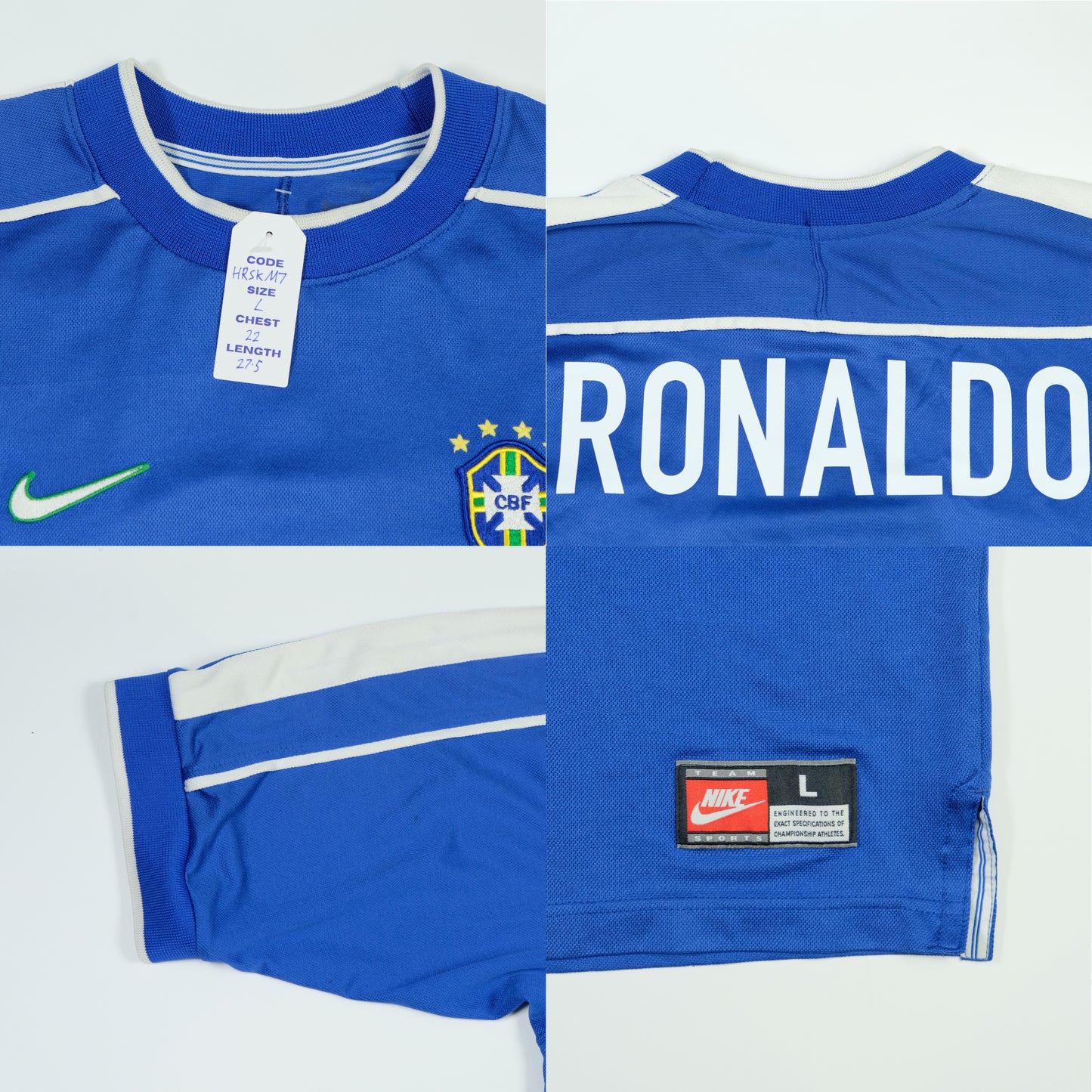 Brazil Ronaldo 9 Original Away Football Shirt 1998/2000 Nike Large