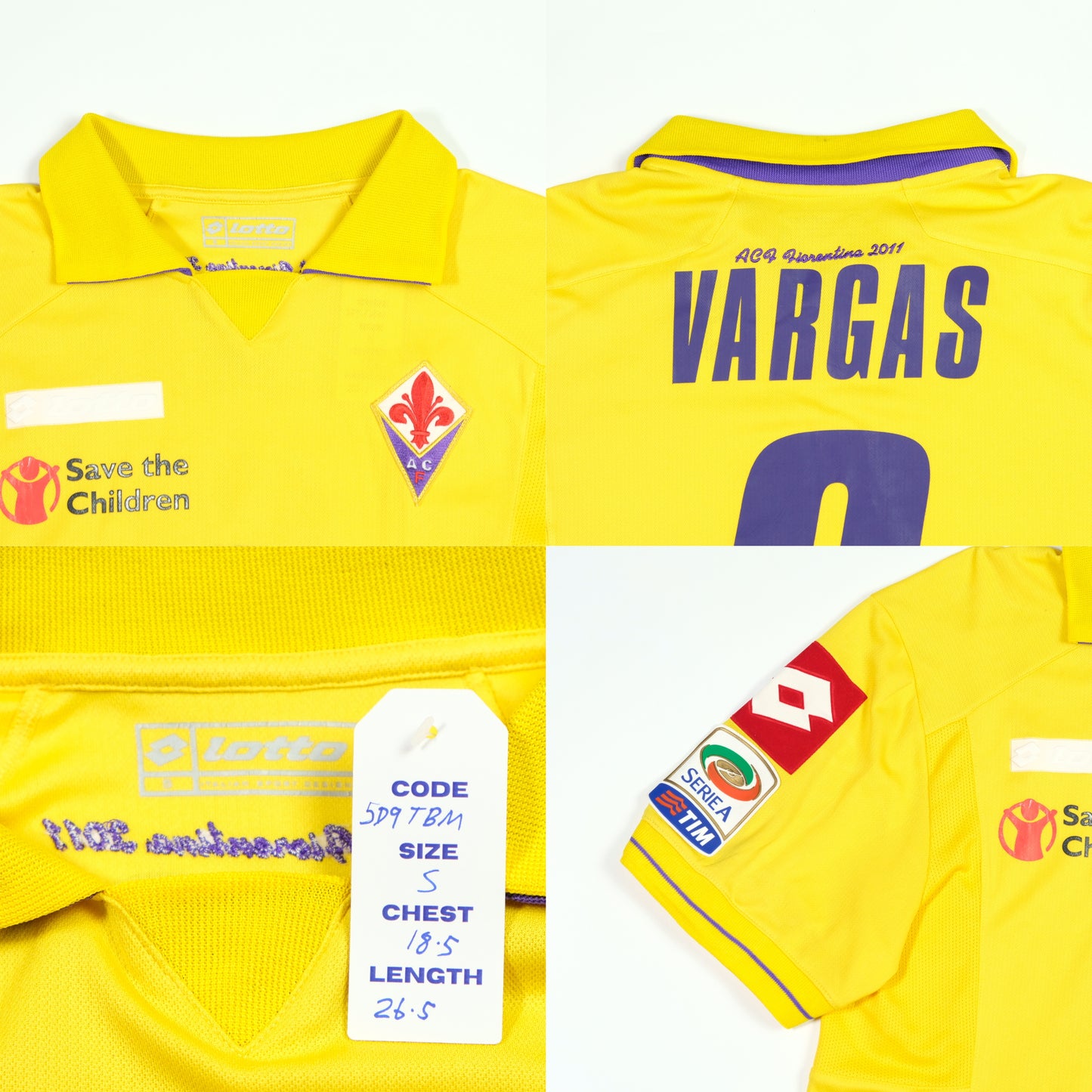 Fiorentina Italy 2011/2012 Vargas Original Third Football Shirt Lotto Small