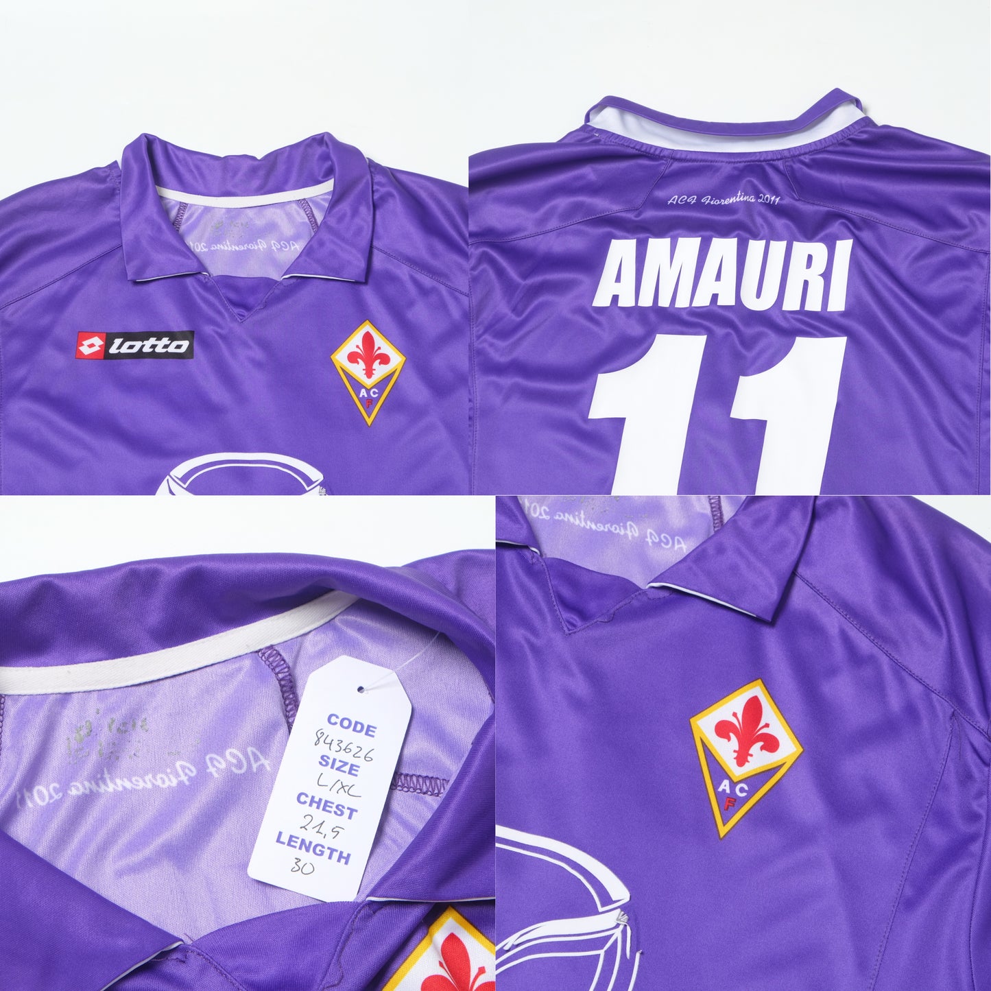 2011/12 Fiorentina Home Shirt Lotto Amauri (L/XL)