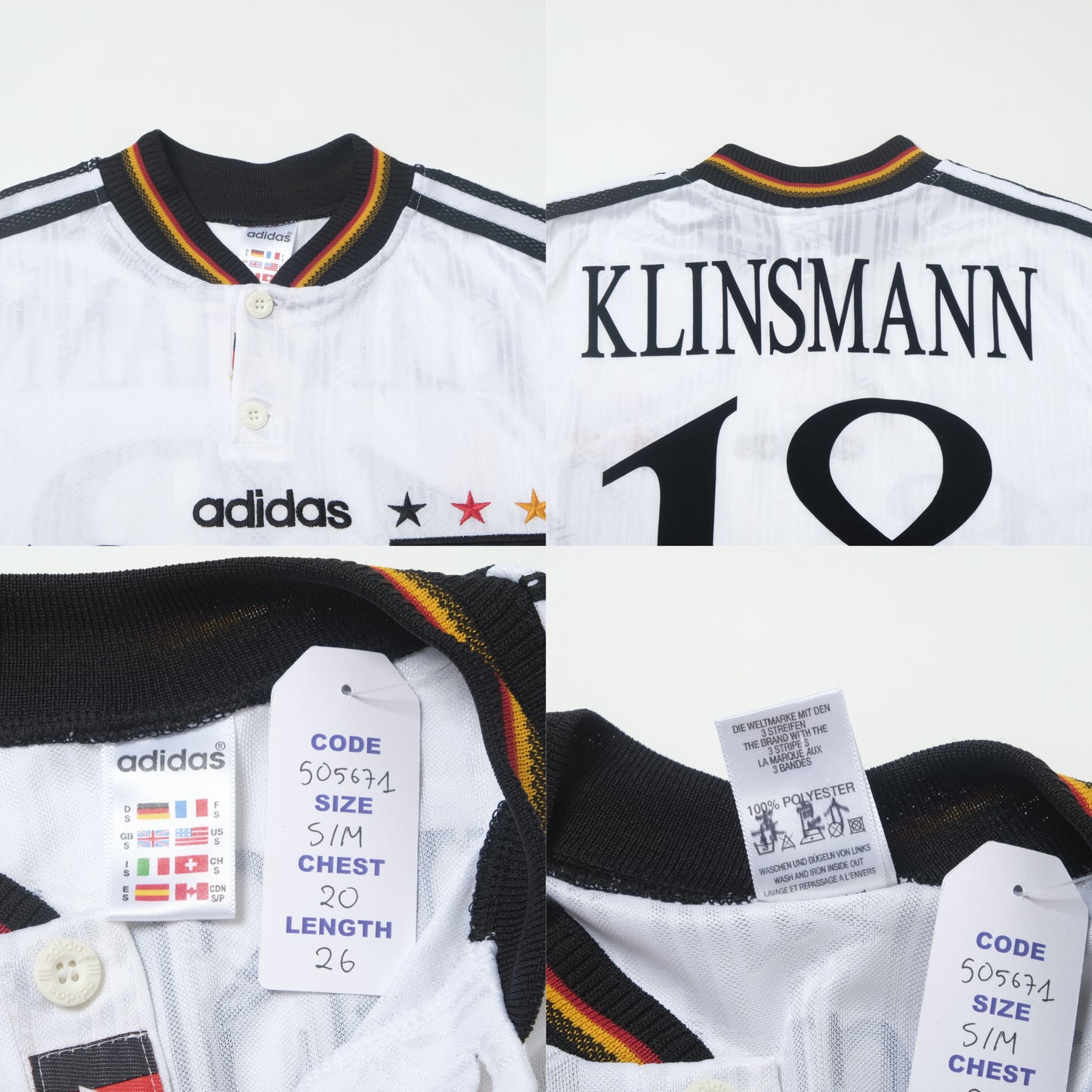 1996/98 Germany Home Shirt Adidas Klinsmann (S/M)