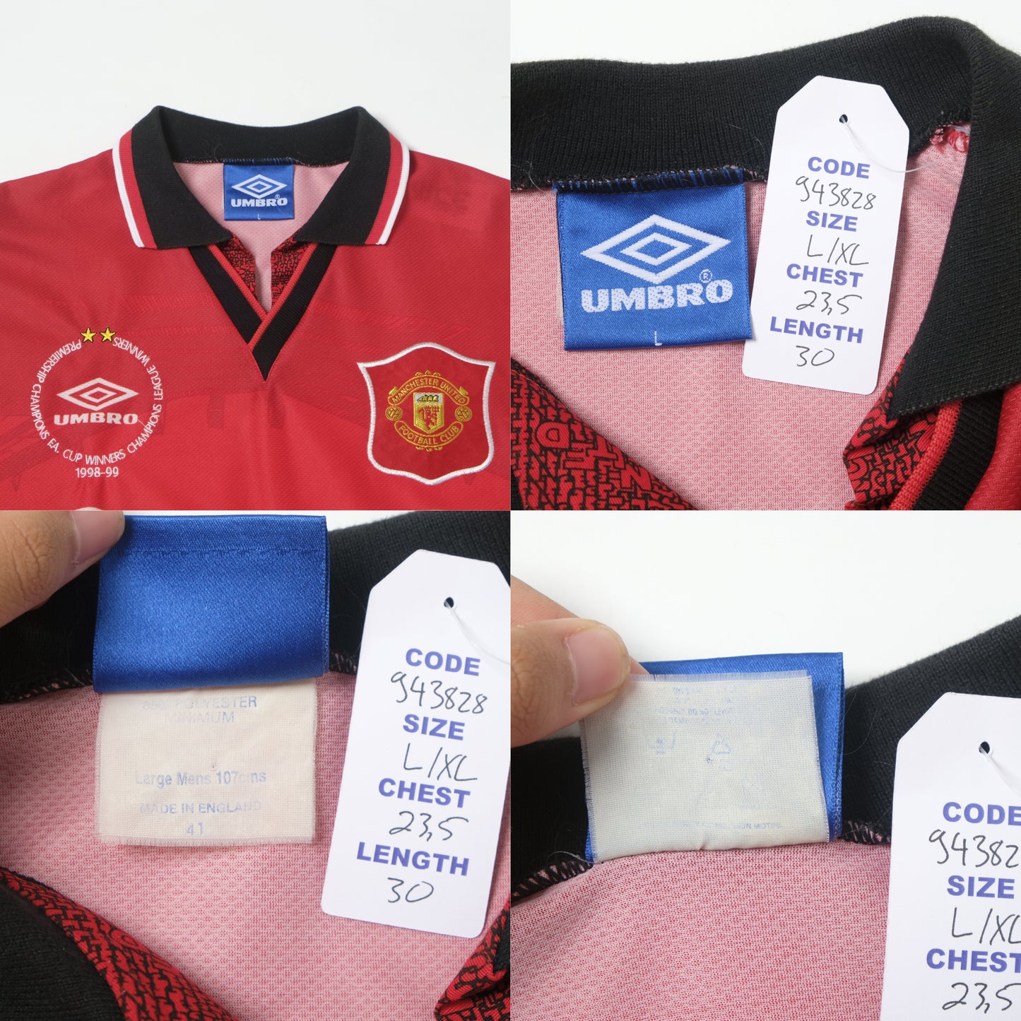 1994/96 Manchester United Home Shirt Umbro Cantona (L/XL)