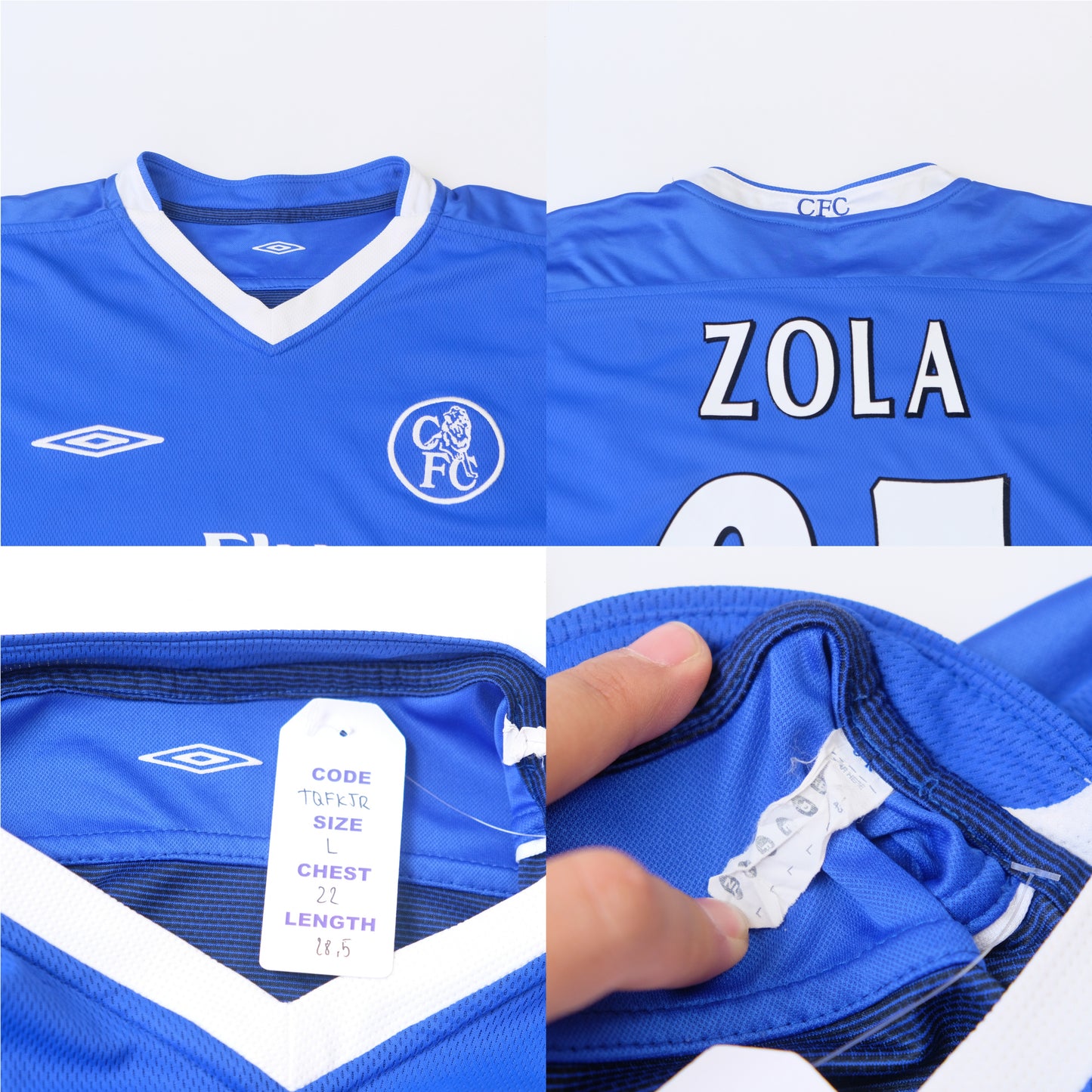 2003/05 Chelsea Home Shirt Umbro Zola (L)