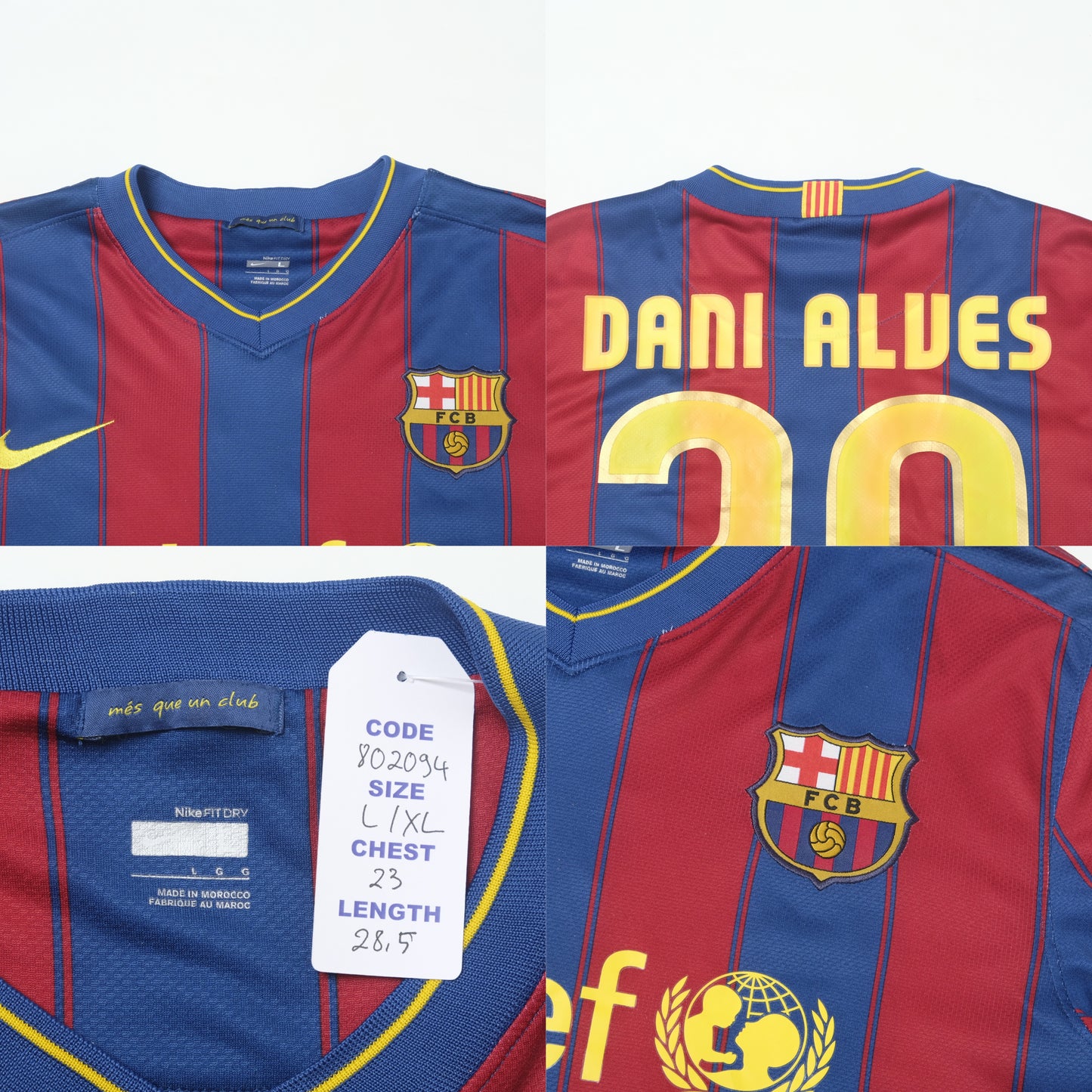 2009/10 Barcelona Home Shirt Nike Dani Alves (L/XL)