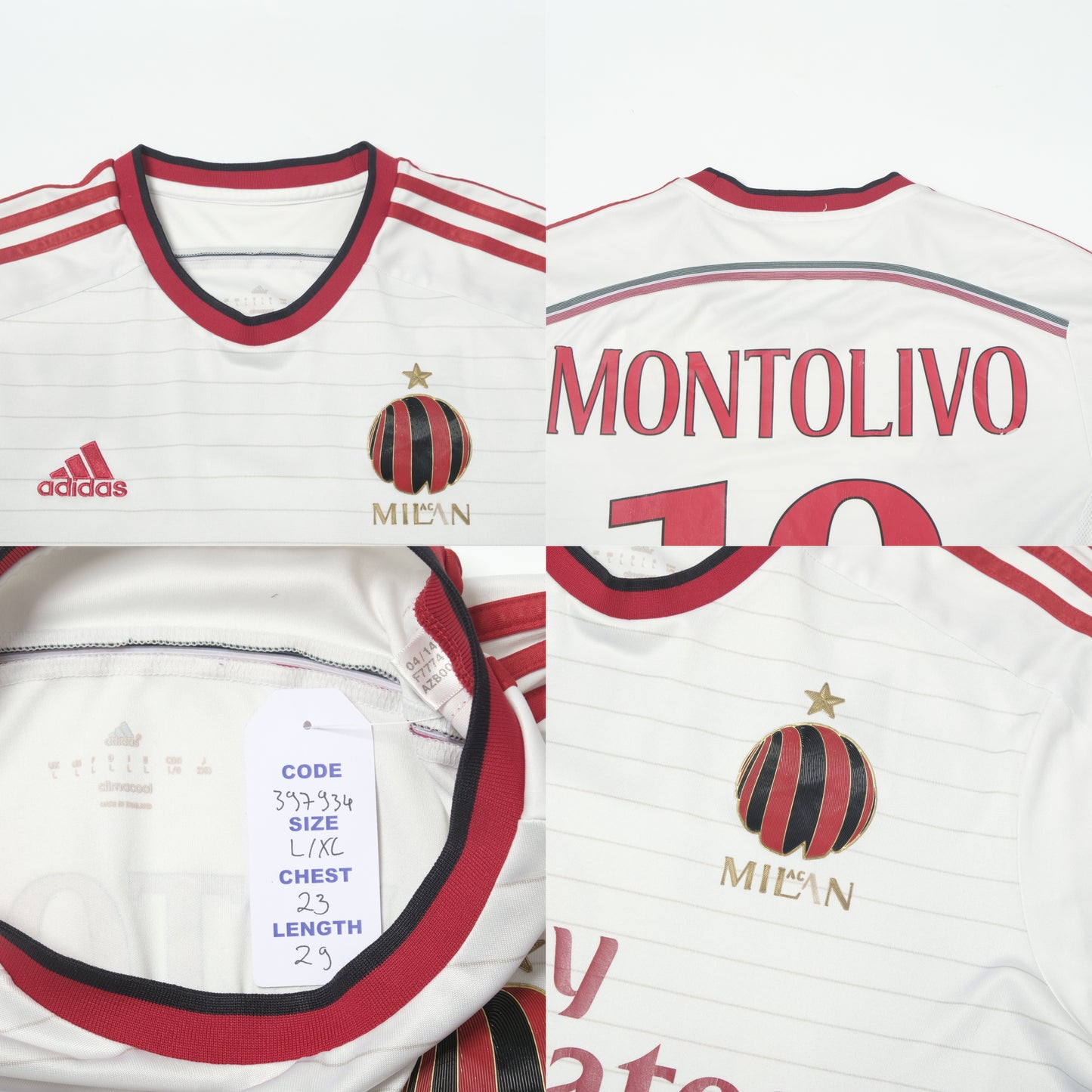 2014/15 AC Milan Away Shirt Adidas Montolivo (L/XL)