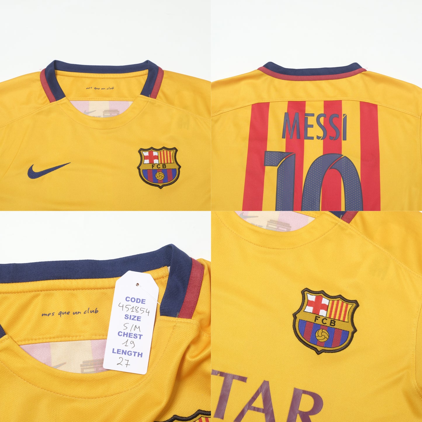 2015/16 Barcelona Away Shirt Messi Nike (S/M)