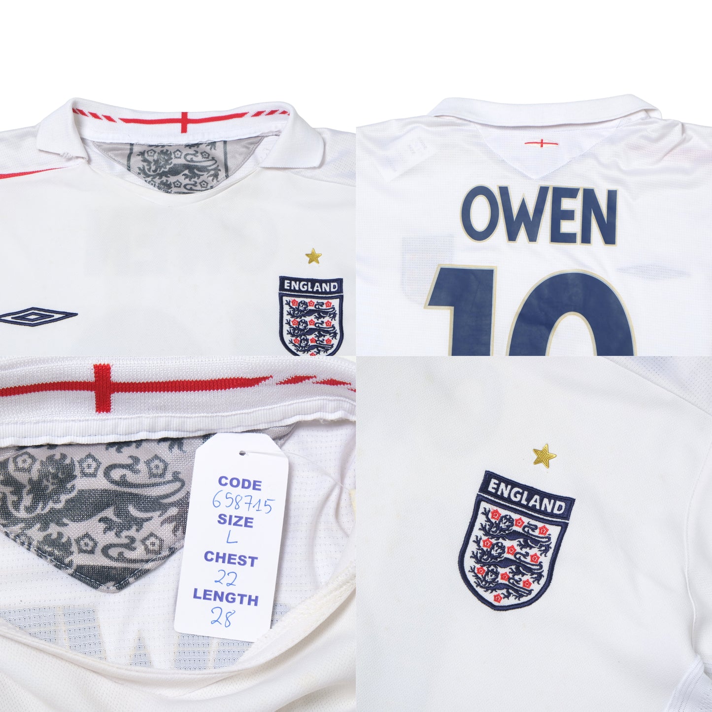 2006/08 England Home Shirt Umbro Owen (L)