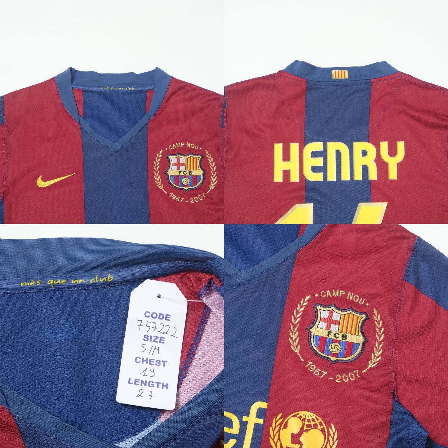 2007/08 Barcelona Home Shirt Nike Henry (S/M)