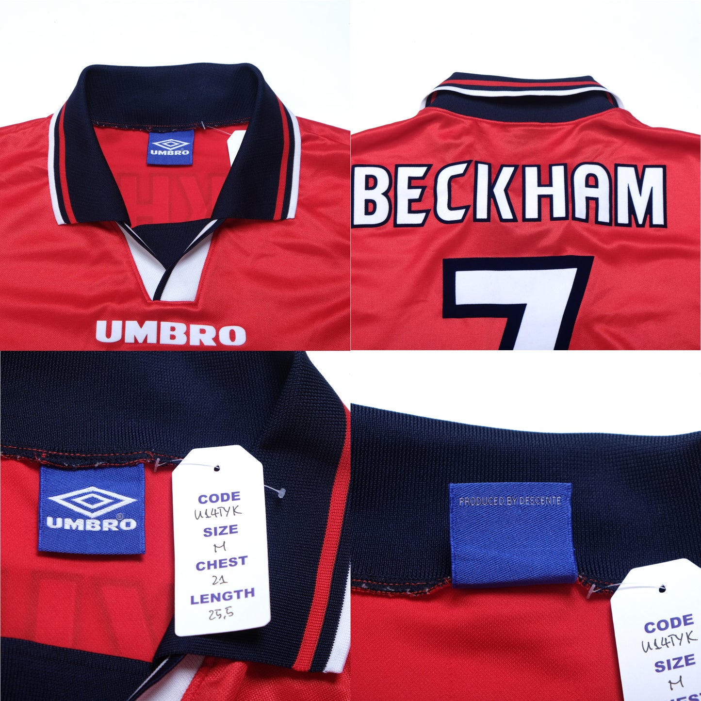 1998/00 England Away Shirt Umbro Beckham (M)