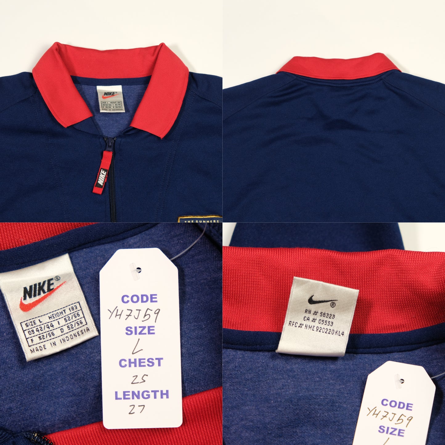 Arsenal Original Nike 1998 Vintage Football Training Sweatshirt Large