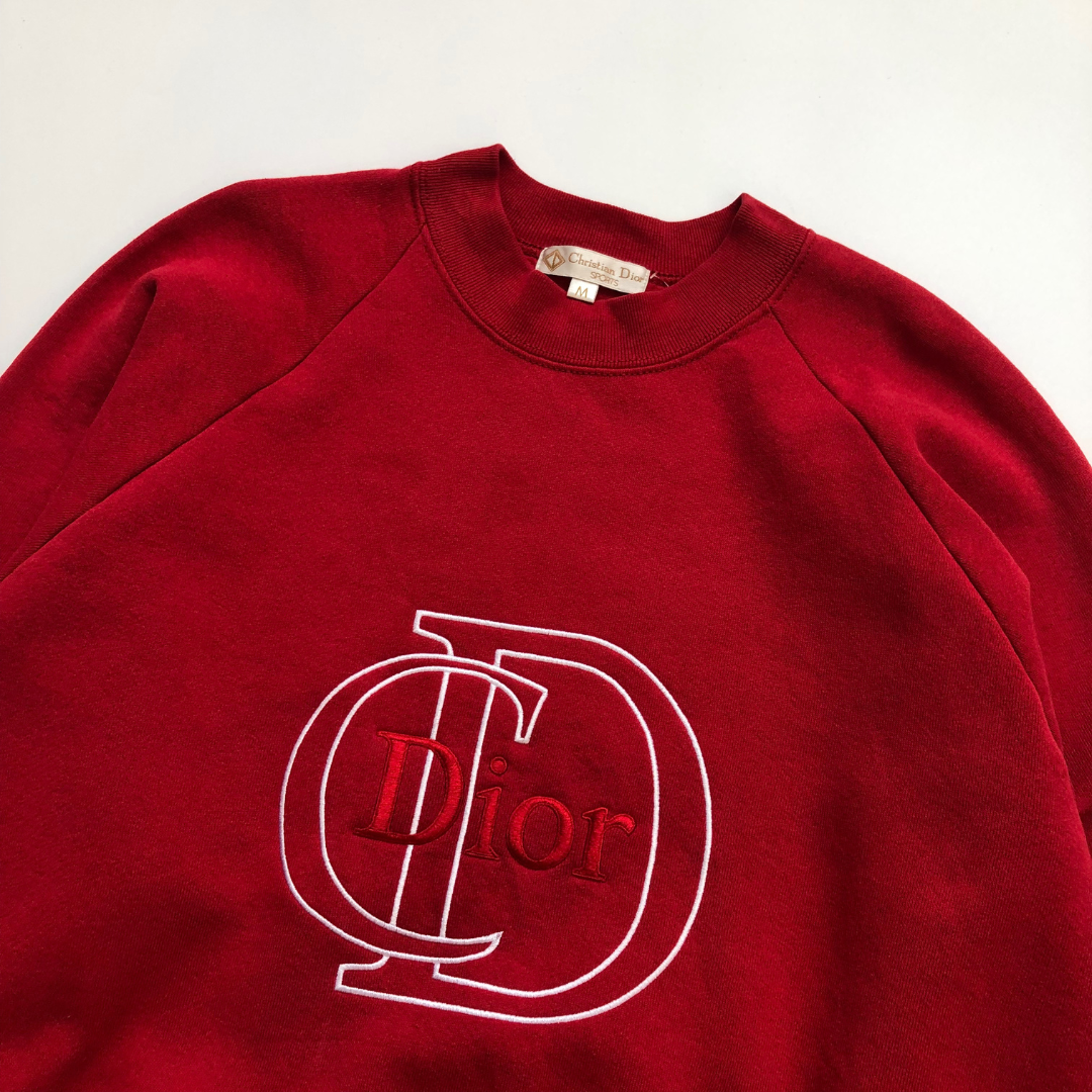 Christian Dior Sports 1990s Vintage Red Sweatshirt Medium