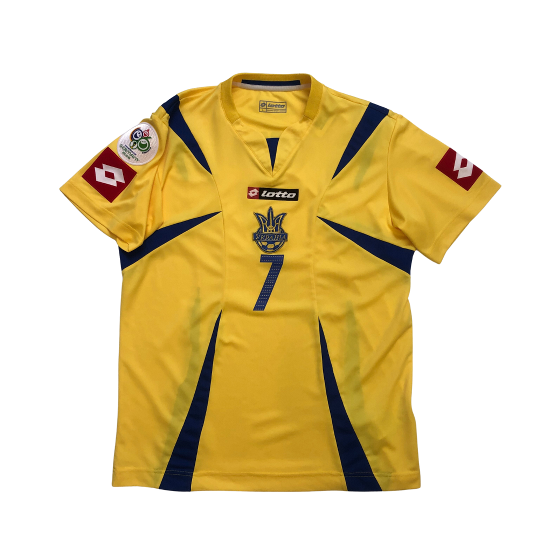 Ukraine Shevchenko 7 World Cup 2006 Lotto Home Football Shirt Medium