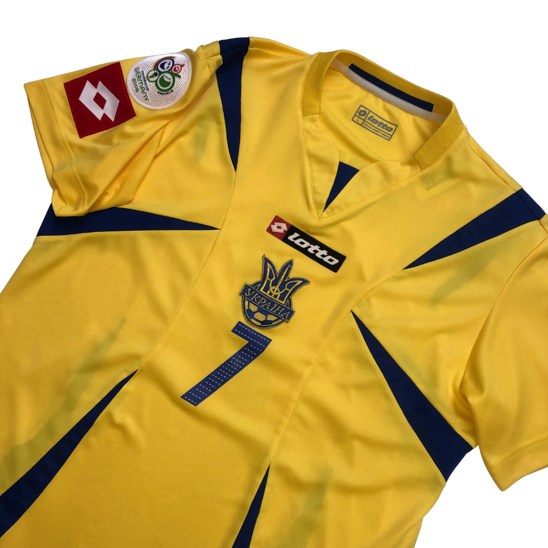 Ukraine Shevchenko 7 World Cup 2006 Lotto Home Football Shirt Medium