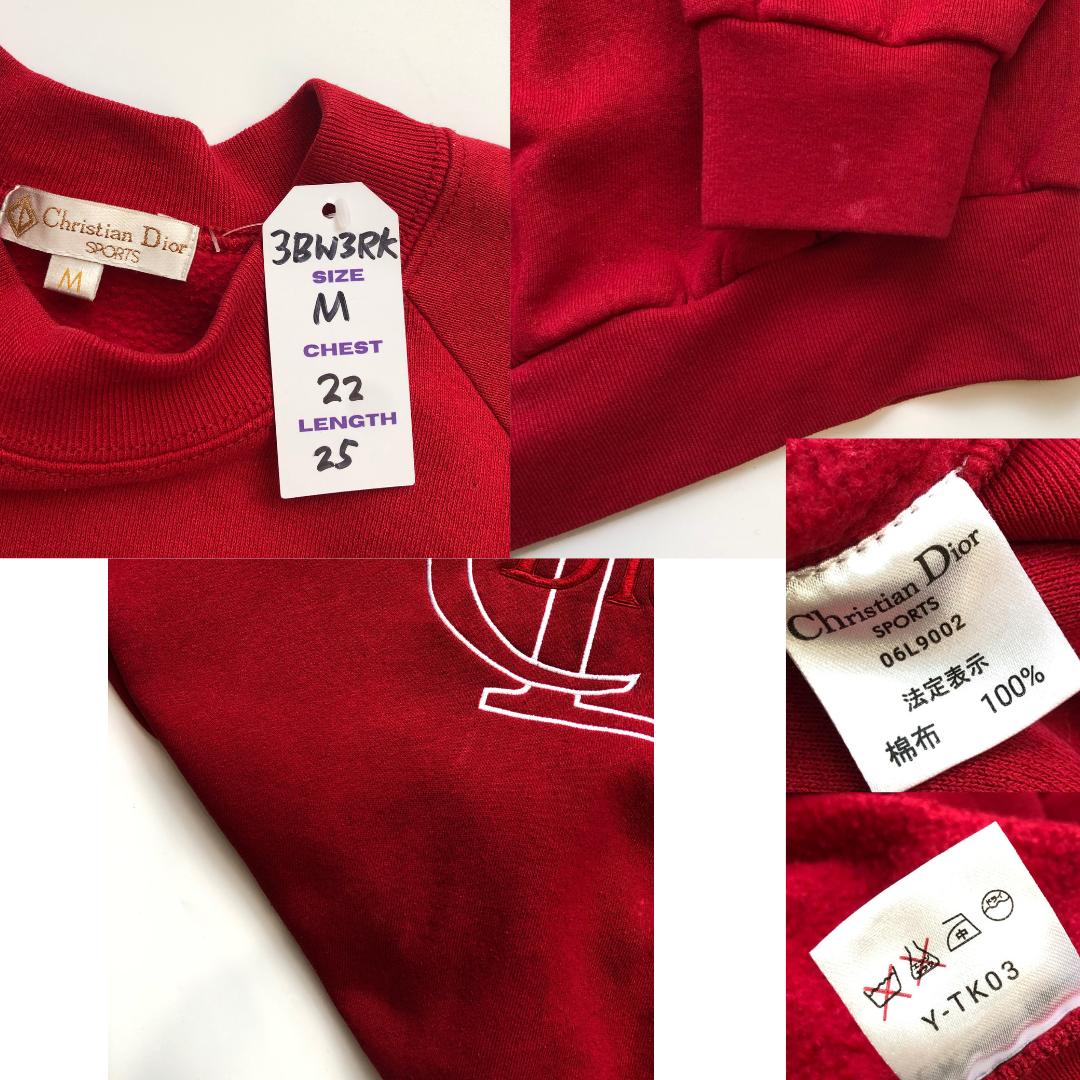 Christian Dior Sports 1990s Vintage Red Sweatshirt Medium