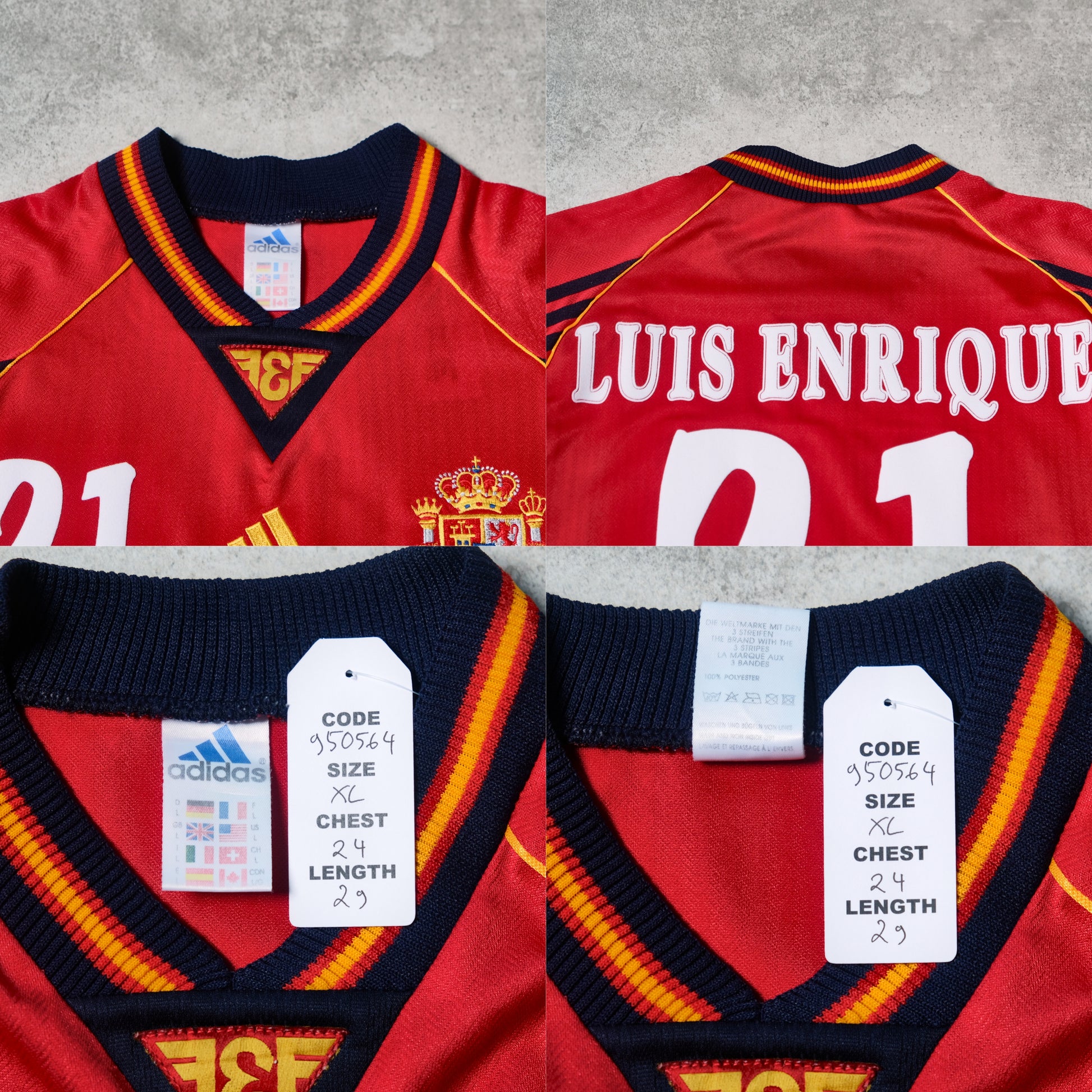 1998/99 Spain Home Shirt Adidas Luis Enrique (XL)