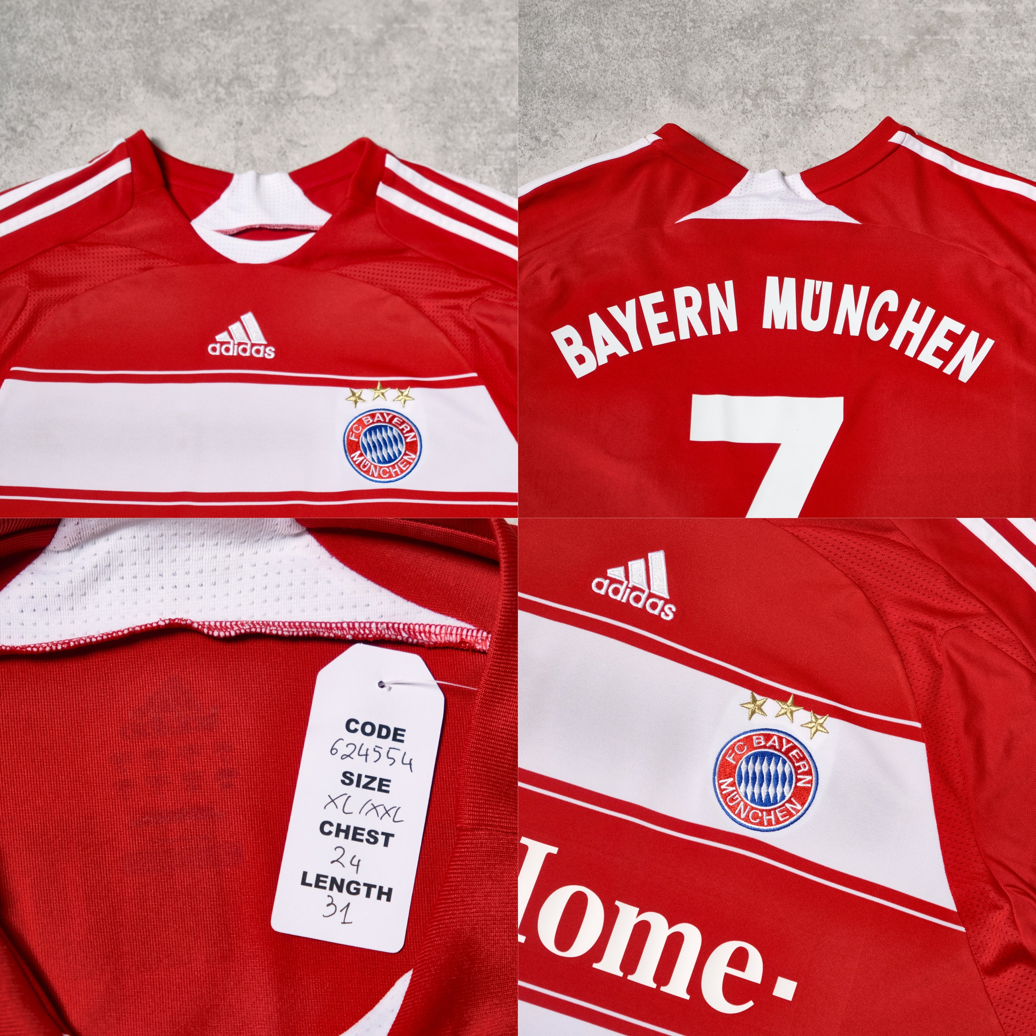 2007/08 Bayern Munich Home Shirt Adidas Ribery (XL)